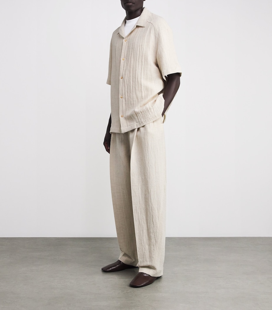 Cotton-Linen Shirt 1KE-RIB KNIT LIG BEI Image 2
