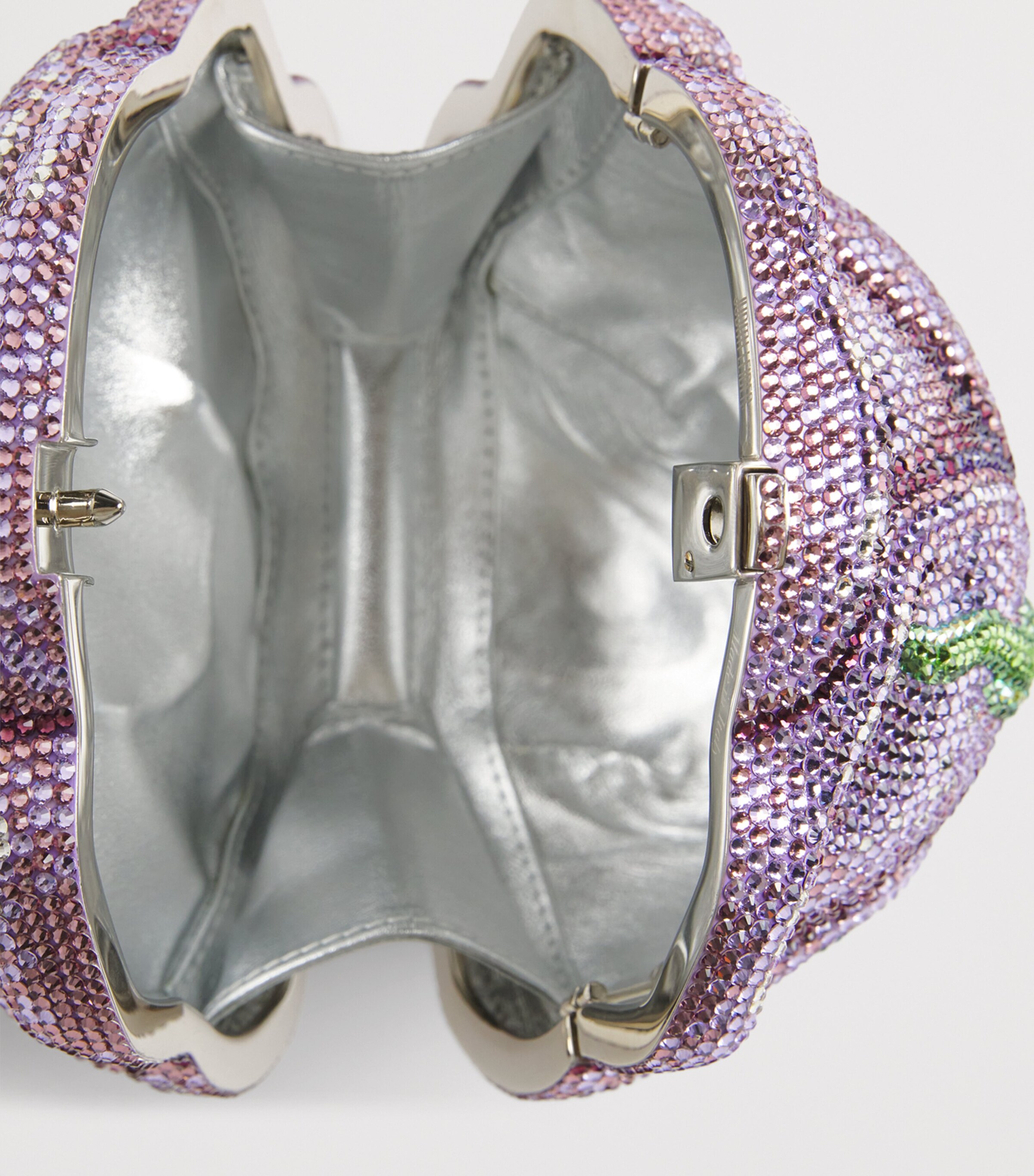 Judith Leiber Crystal-Embellished Rose Clutch Bag Silver Lilac Multi Image 5
