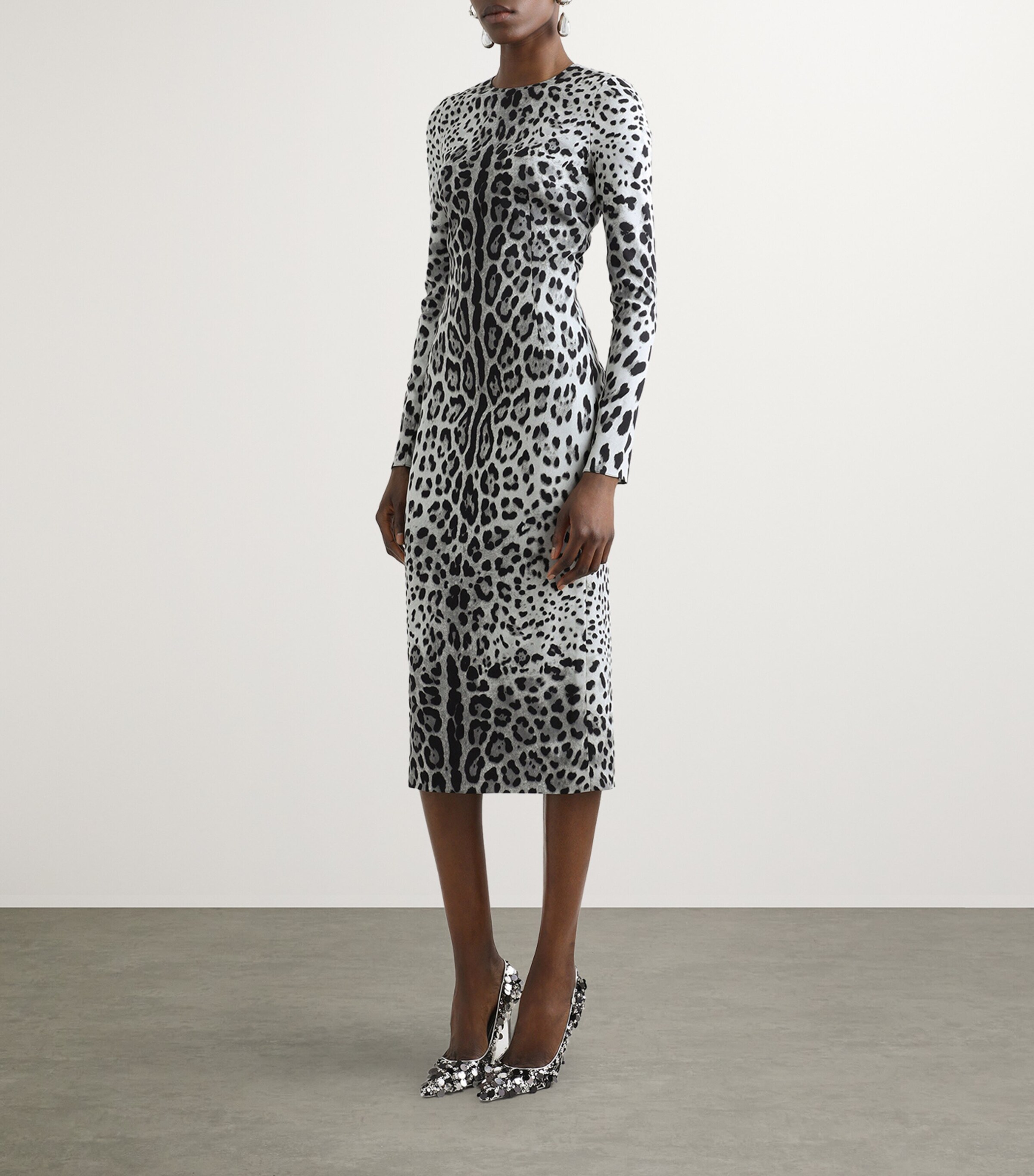 Dolce & Gabbana Silk-Blend Leopard Midi Dress | Harrods US