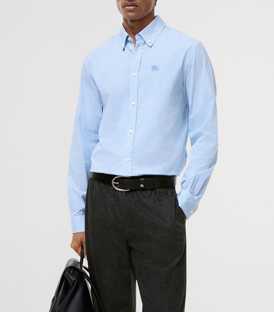 Burberry Mens Cotton Gingham EKD Shirt Cool Cornflower Bl C Image 2