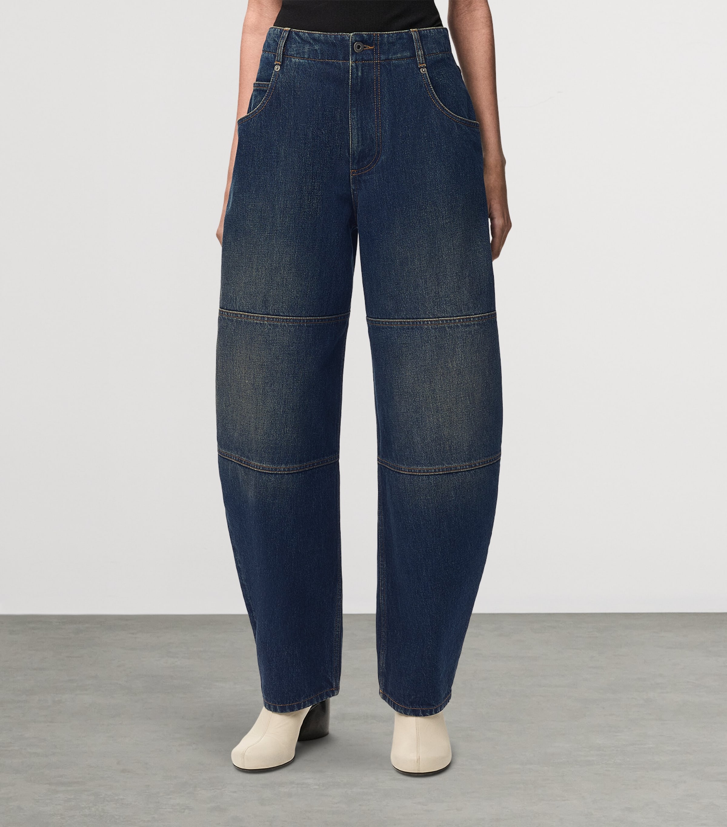 LOEWE Womens Mid-Rise Barrel-Leg Jeans Dark Blue Image 3
