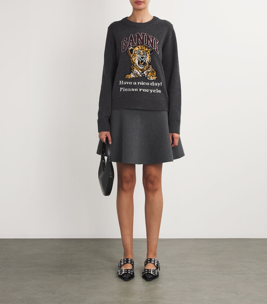 Leather Buckle Ballet Flats BLACK Image 5