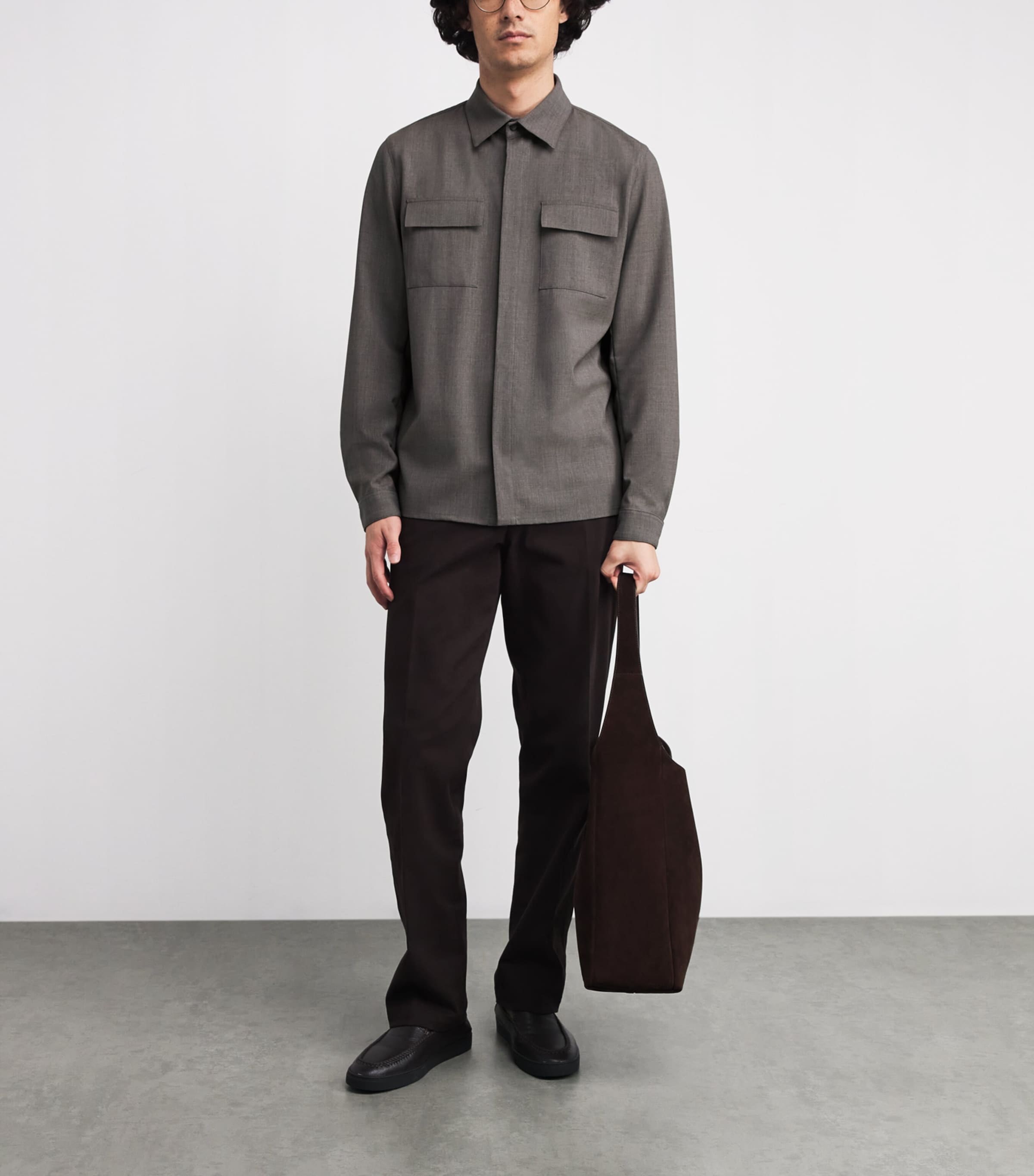 Stretch-Virgin Wool Shirt TAUPE 2600 Image 2