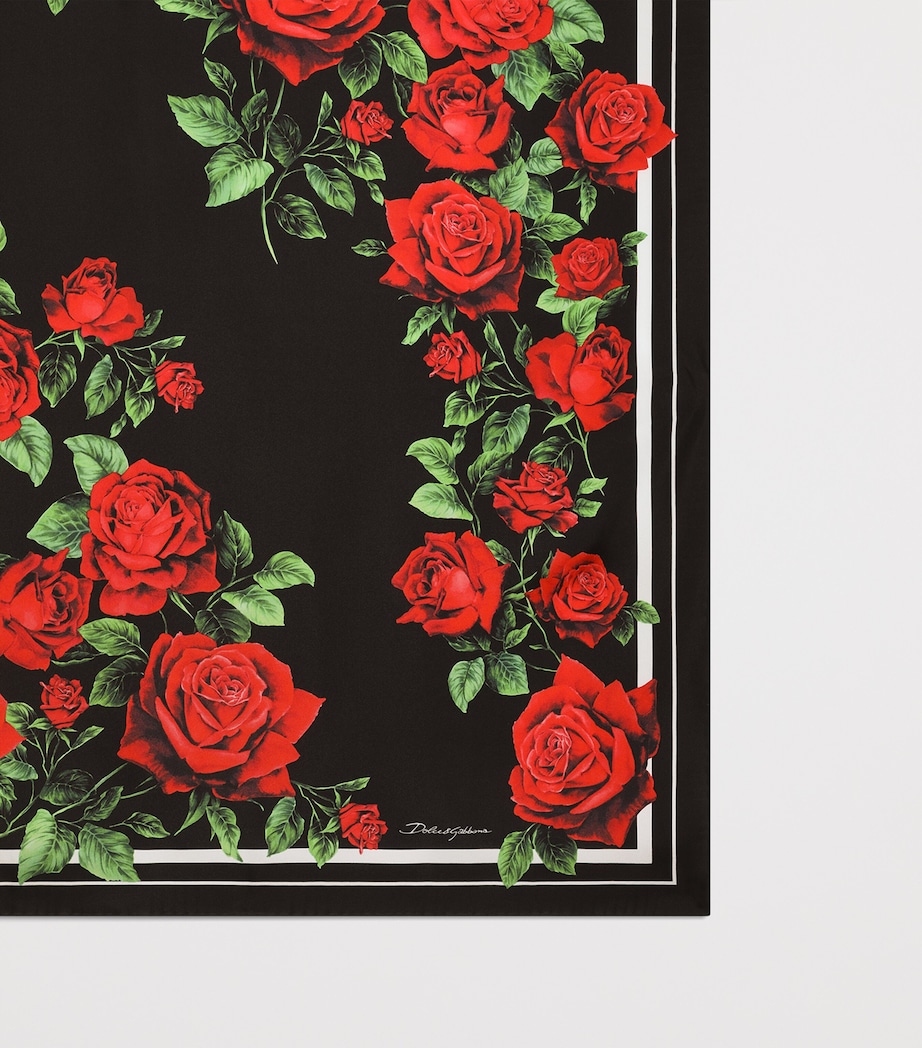 Dolce&Gabbana Silk Twill Floral Scarf Rose Rosse B Image 2