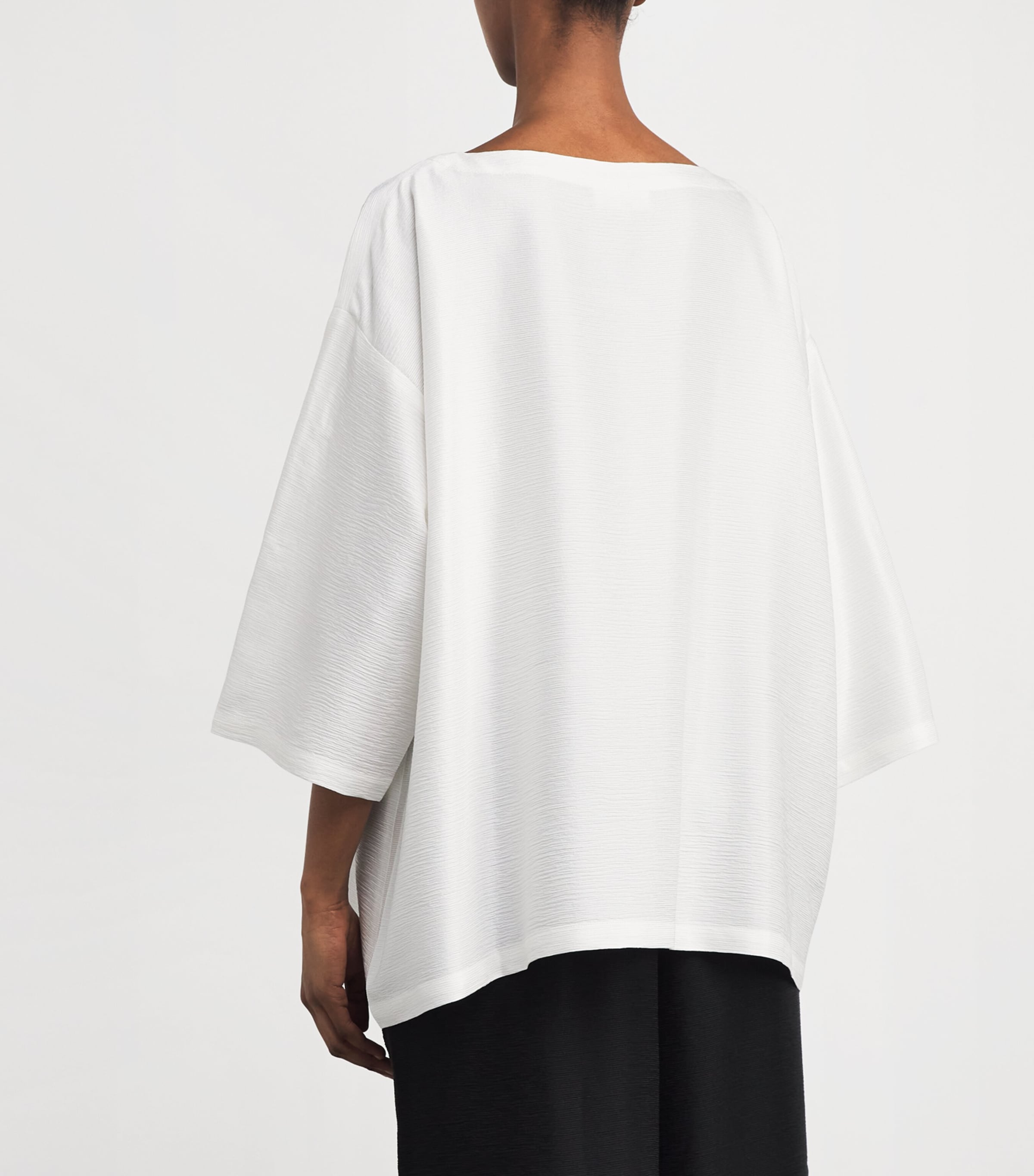 Silk Plissé Scoop-Neck Top WHITE Image 4