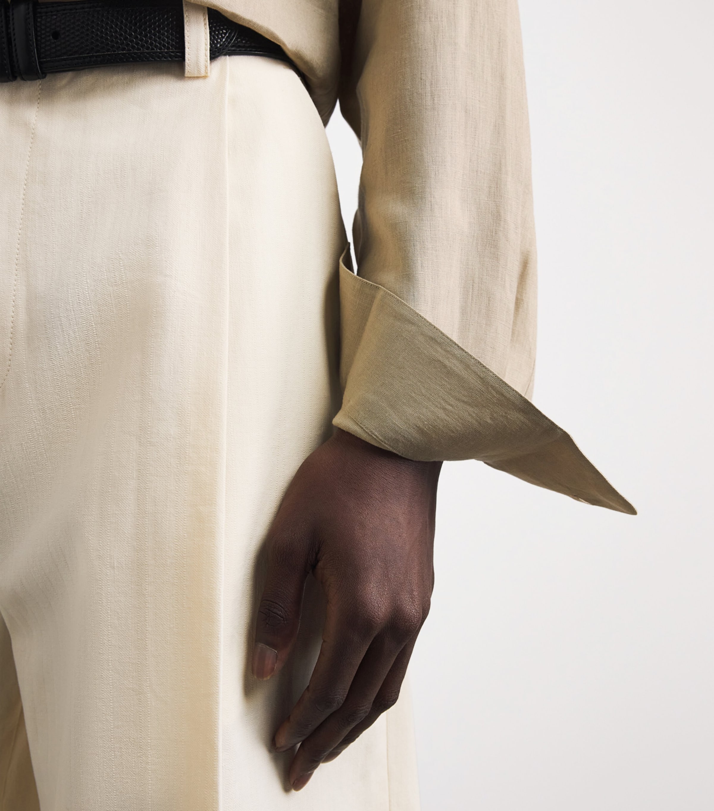 Studio Nicholson Mens Linen Rafe Shirt Sand Image 3