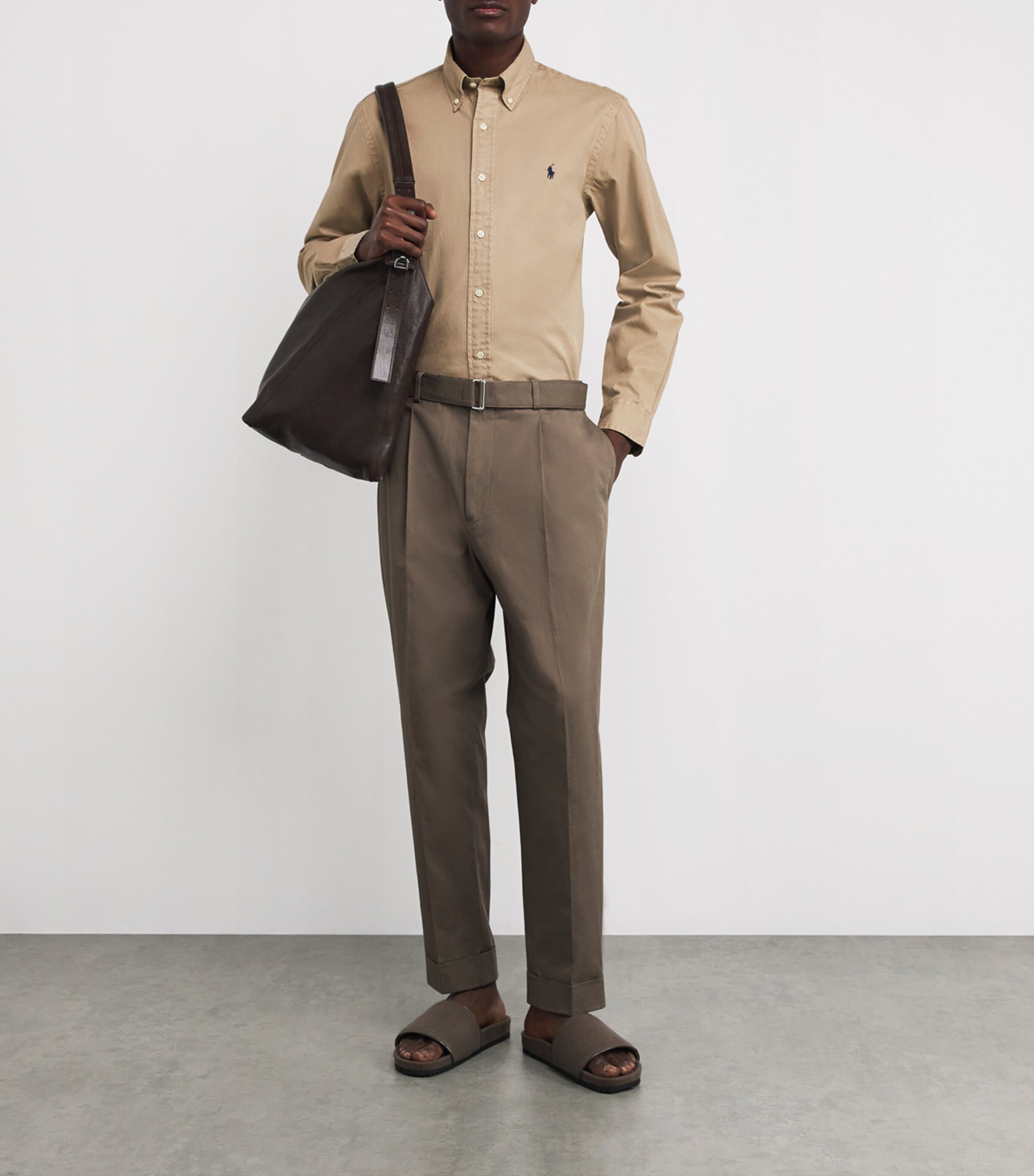 Polo Ralph Lauren Mens Cotton Custom-Fit Shirt Surrey Tan Image 2