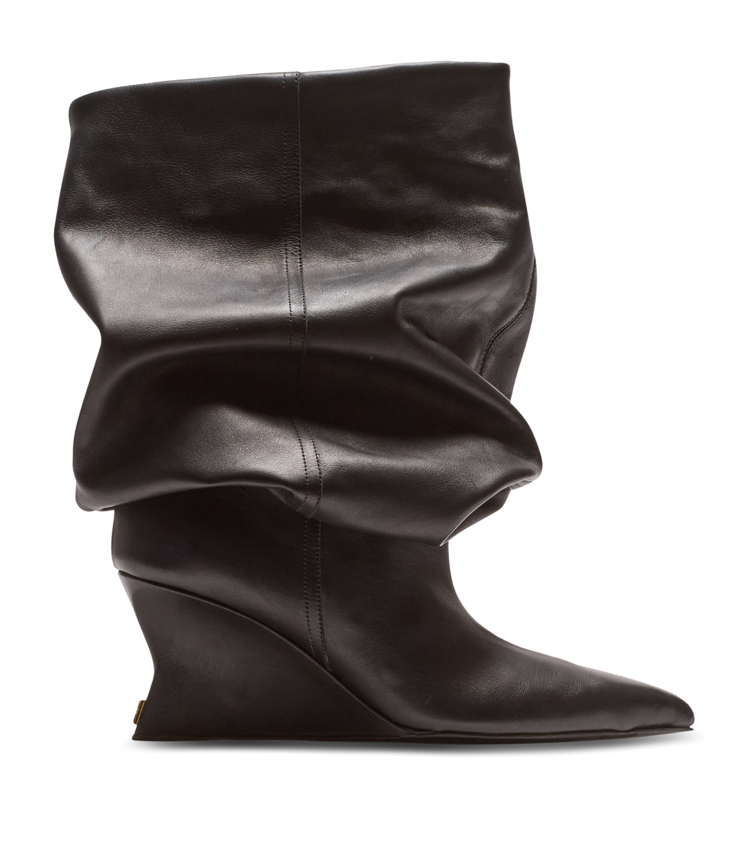 Balmain Leather Wedge Ankle Boots 60 In Black