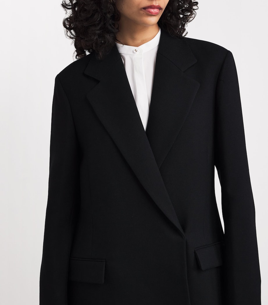 Organic Wool Frilled Coat 0999 BLACK Image 6