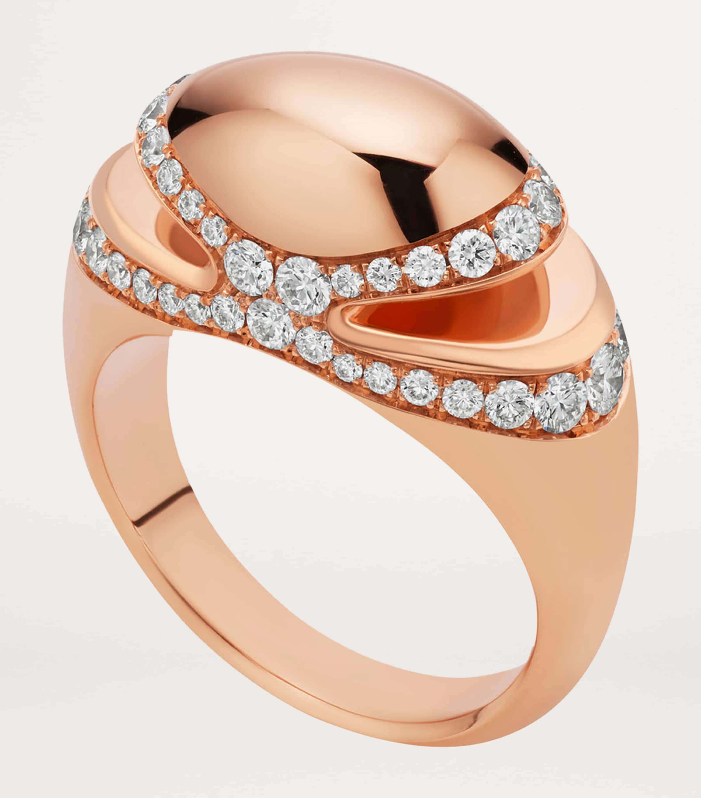 Rose Gold and Diamond Cabochon Ring PINK GOLD Image 5