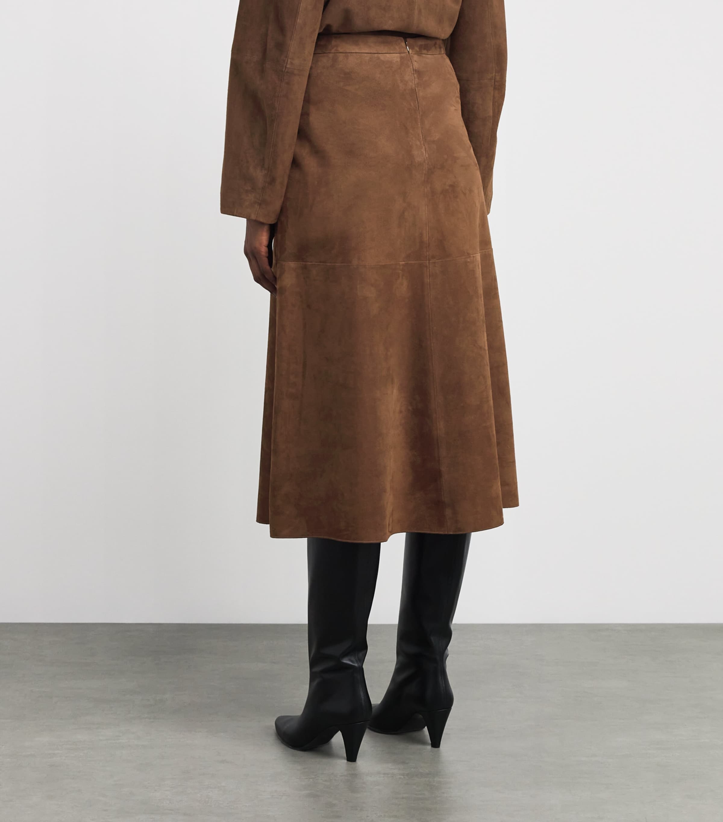 Suede Midi Skirt DARK BROWN Image 4