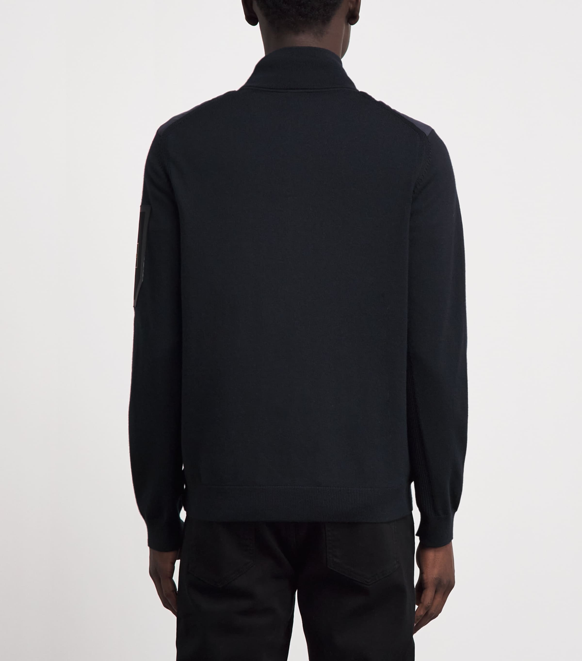 BOSS Mens Knitted-Trim Hybrid Jacket Dark Image 5