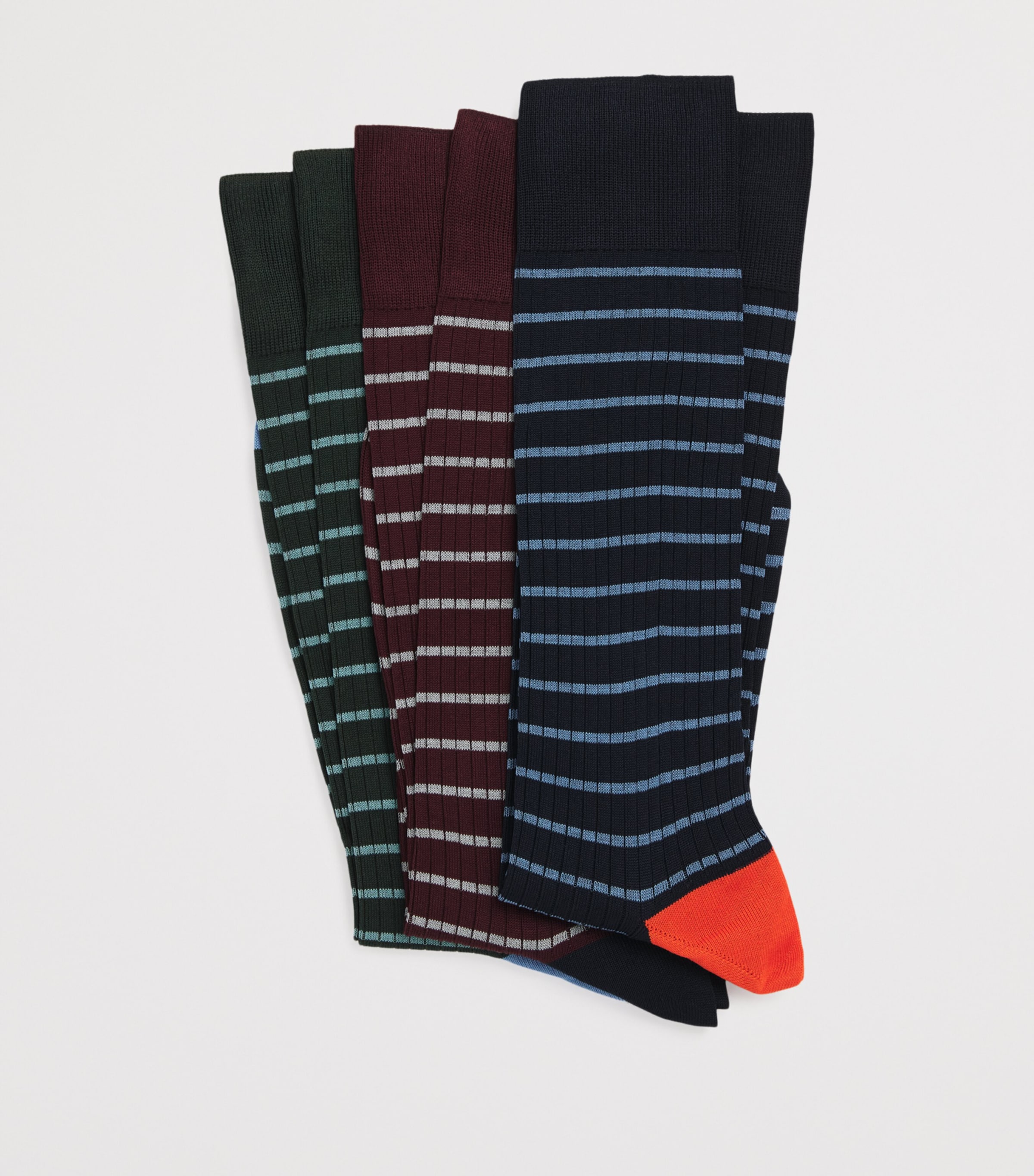 Cotton-Blend Stripe Ribbed Socks (Pack of 3) MULTI Image 2