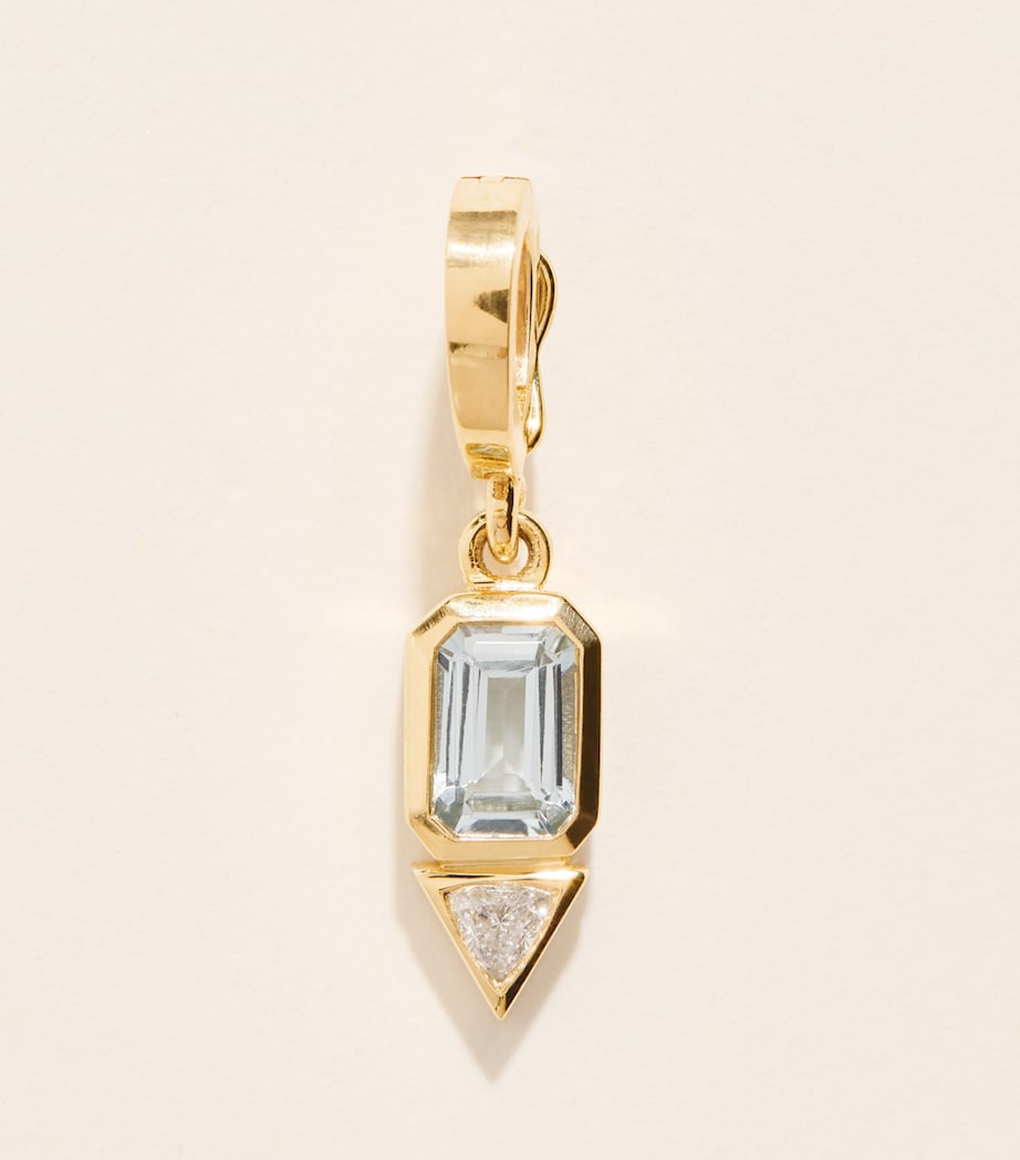 Azlee Yellow Gold, Diamond and Aquamarine March Charm Yellow Gold Image 1