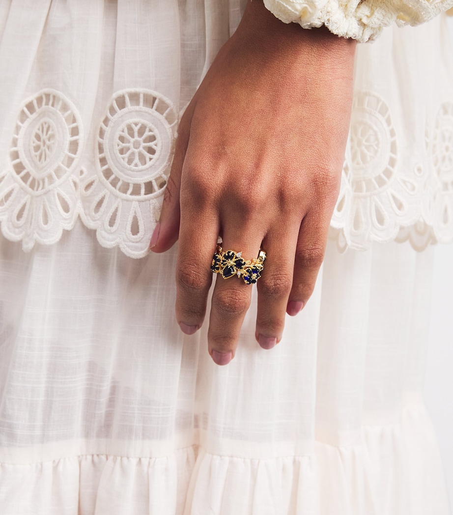 Embellished Bloom Ring GOBLU/GOLD/BLUE Image 2