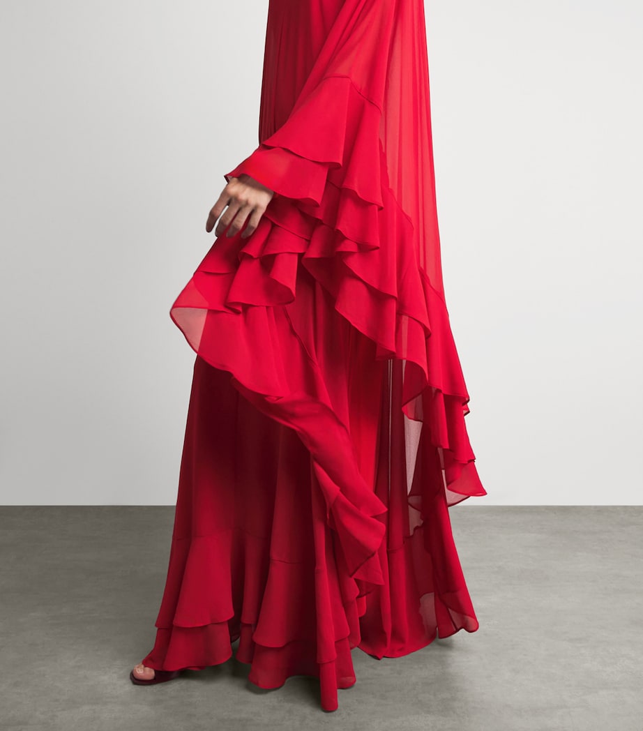 de la vali red dress SOLANA MAXI DRESS IN RUBY RED CHIFFON