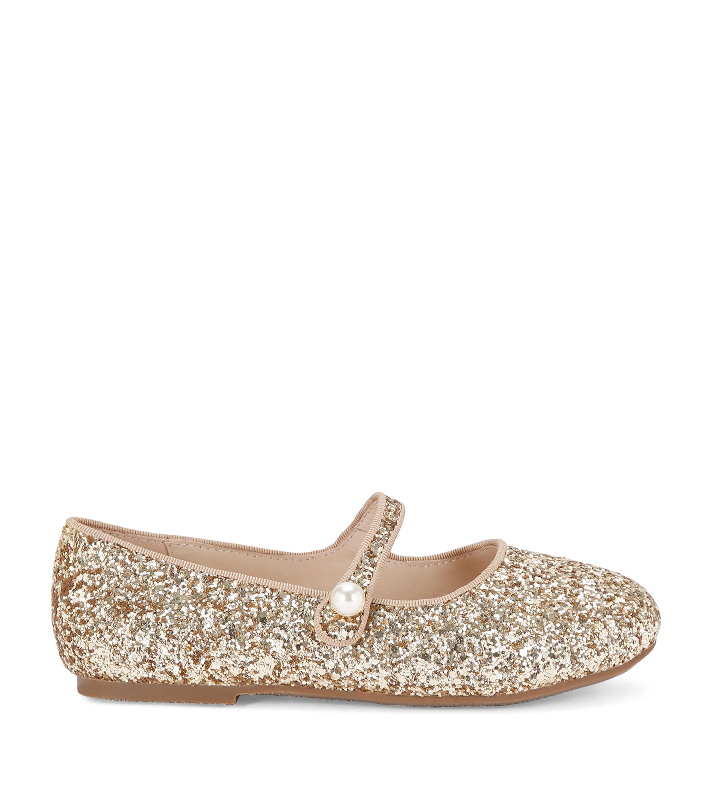 Age Of Innocence Kids' Leather Embellished Elin Flats In Gold