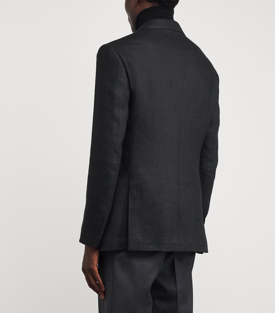 Linen-Silk-Cotton Kent Blazer BLACK Image 4