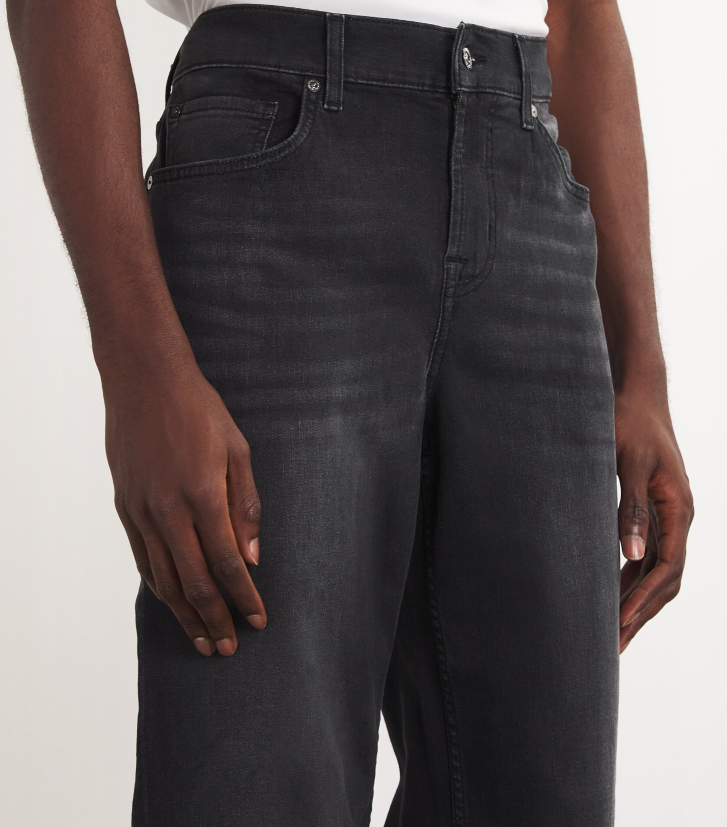 7 For All Mankind Mens Austyn Straight Jeans Black Image 6