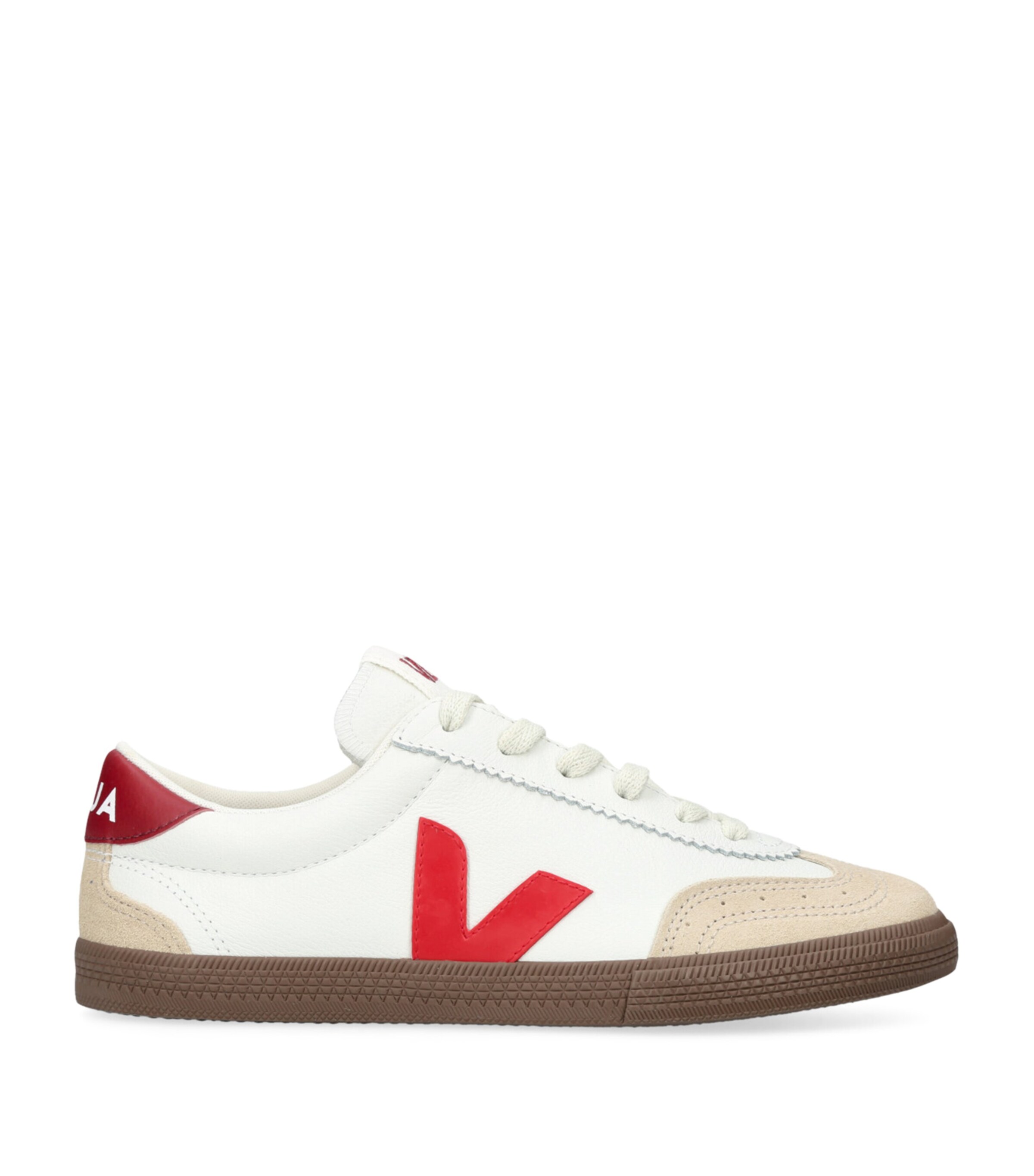 Veja Volley O. T. Leather Sneakers White Pekin Bark In Red