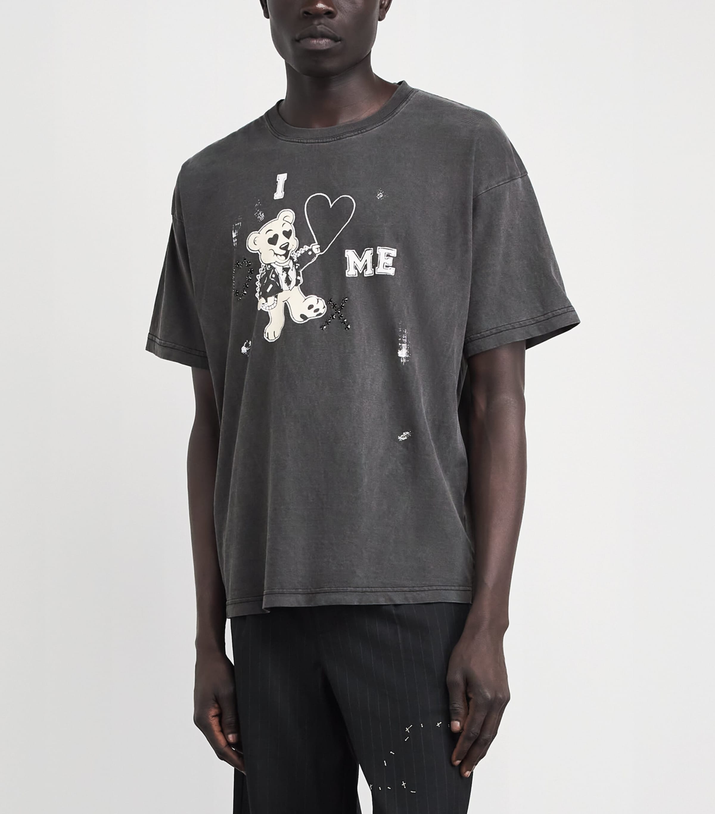 DOMREBEL Mens Cotton I Love Me T-Shirt Faded Black Image 4