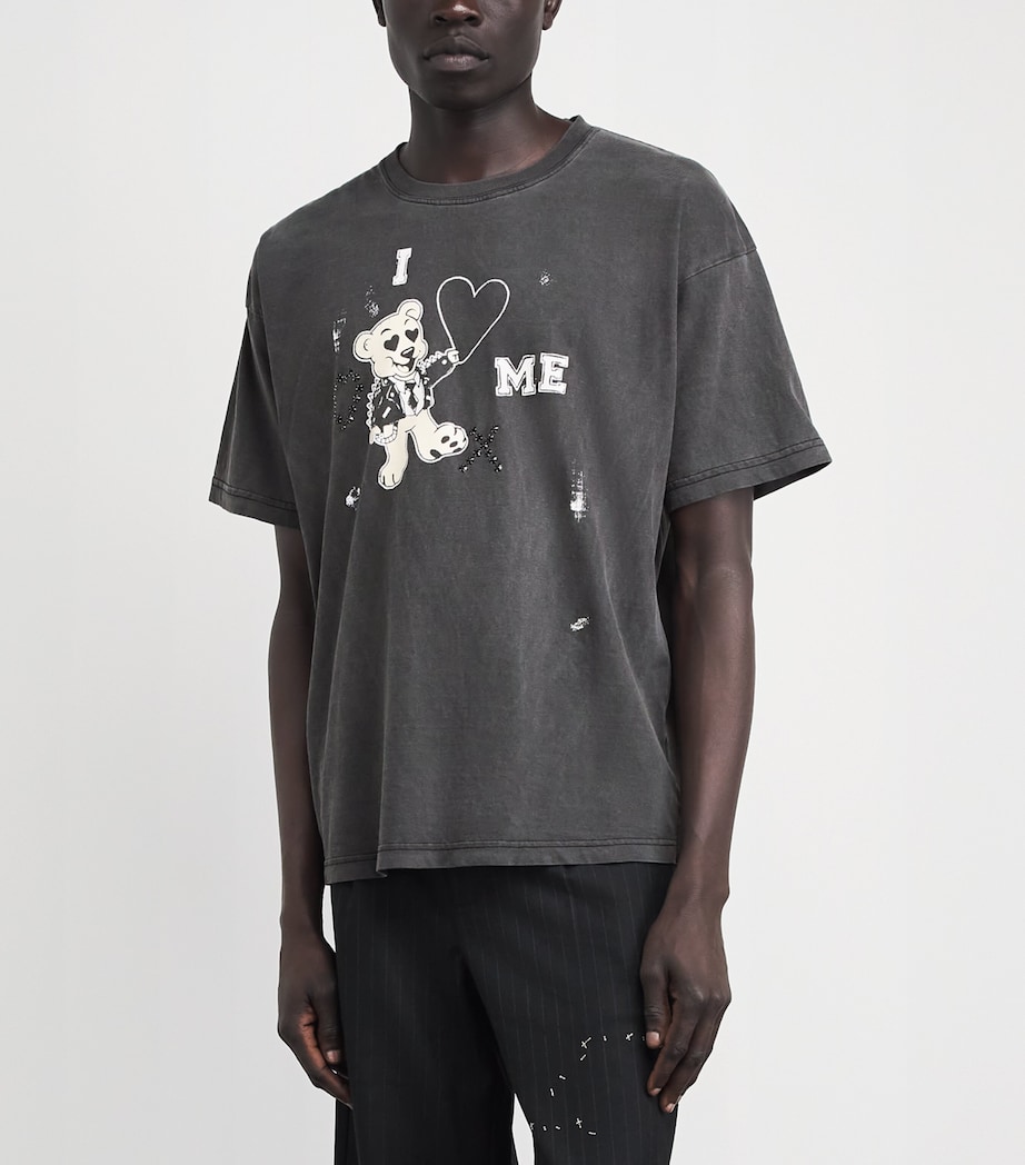DOMREBEL Mens Cotton I Love Me T-Shirt Faded Black Image 4