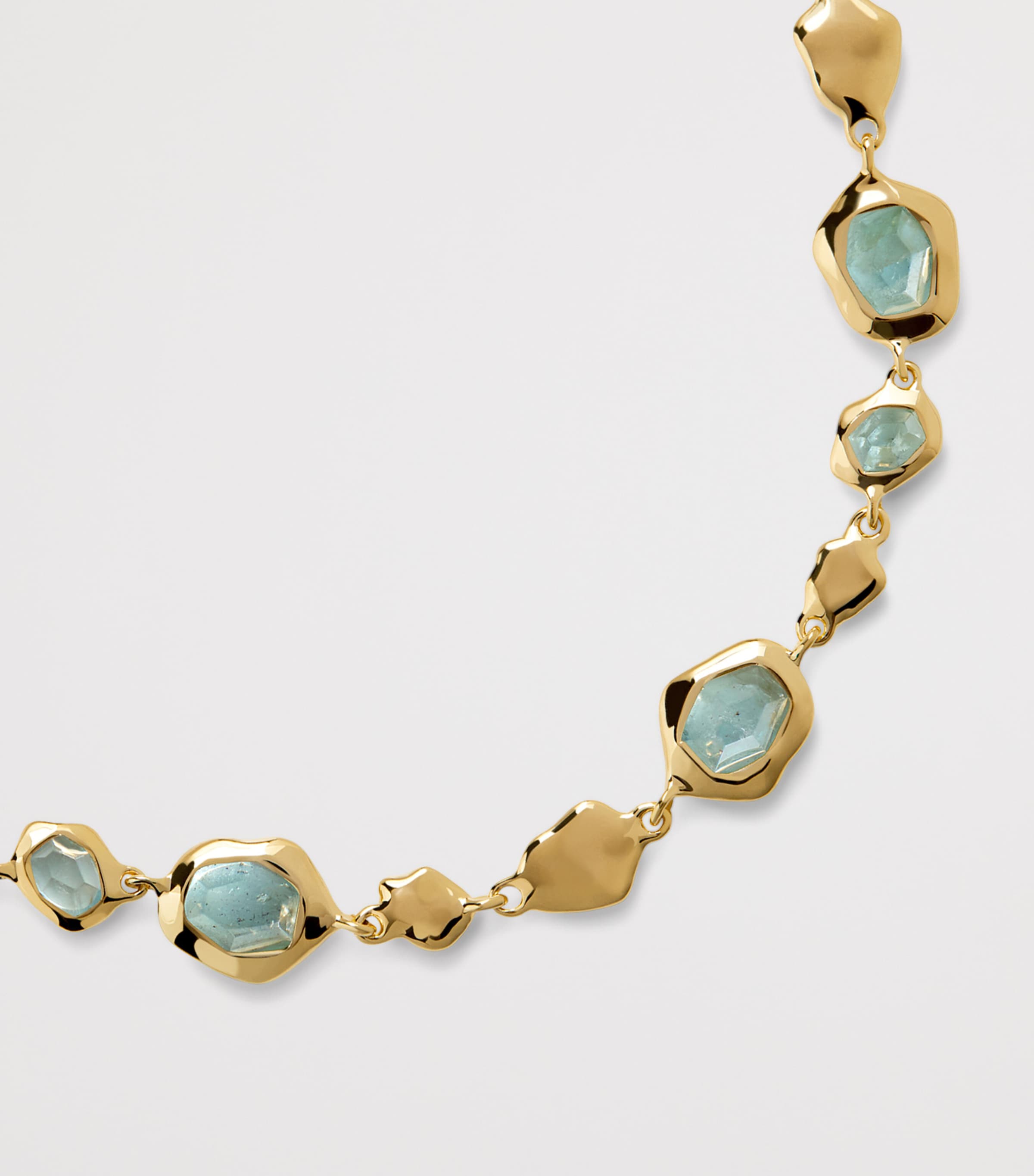 Gold Vermeil and Aquamarine Odyssey Pebbled Chain Bracelet 18K GOLD VERMEIL Image 2