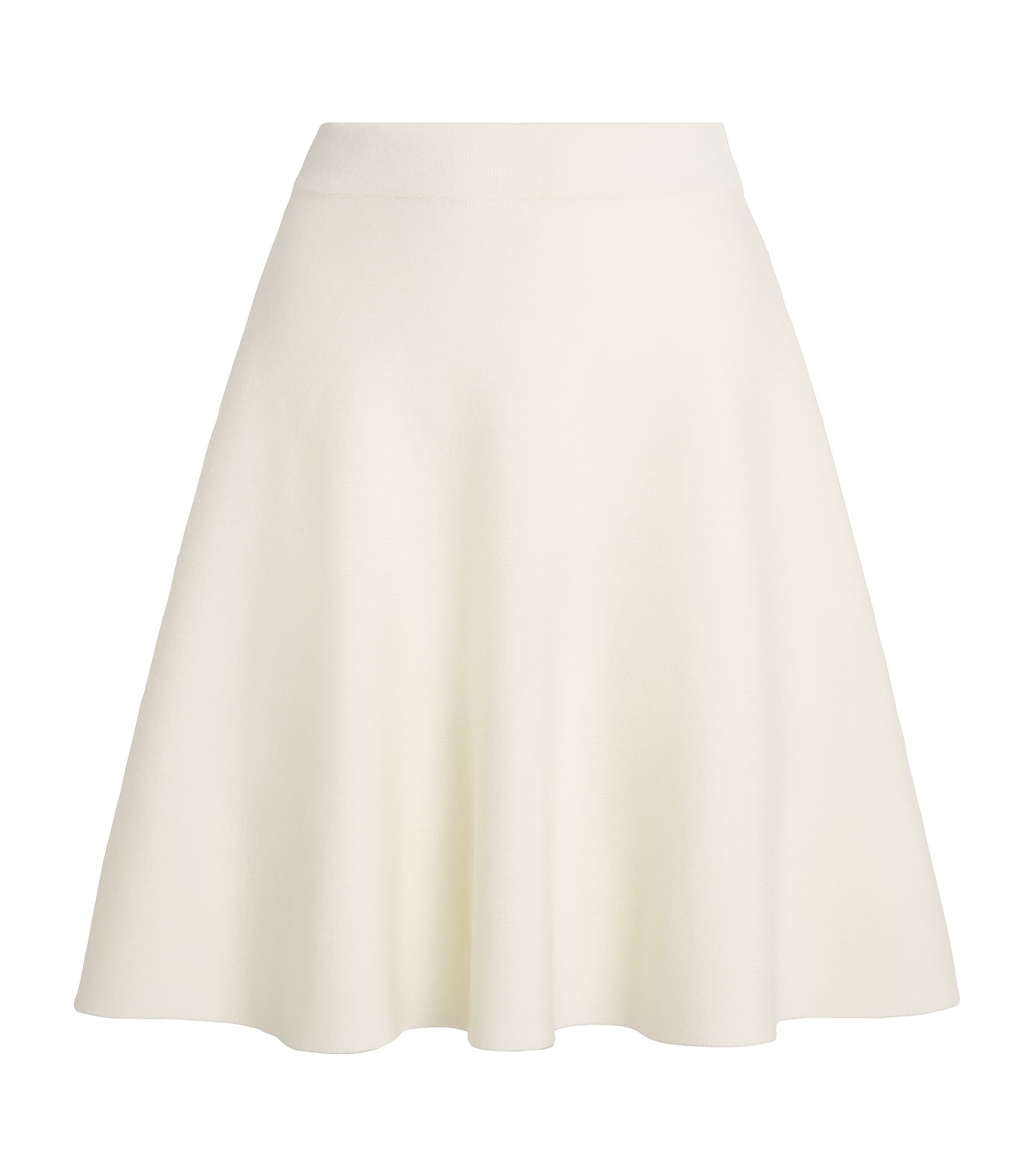 Max Mara Virgin Wool Knit Midi Skirt In White