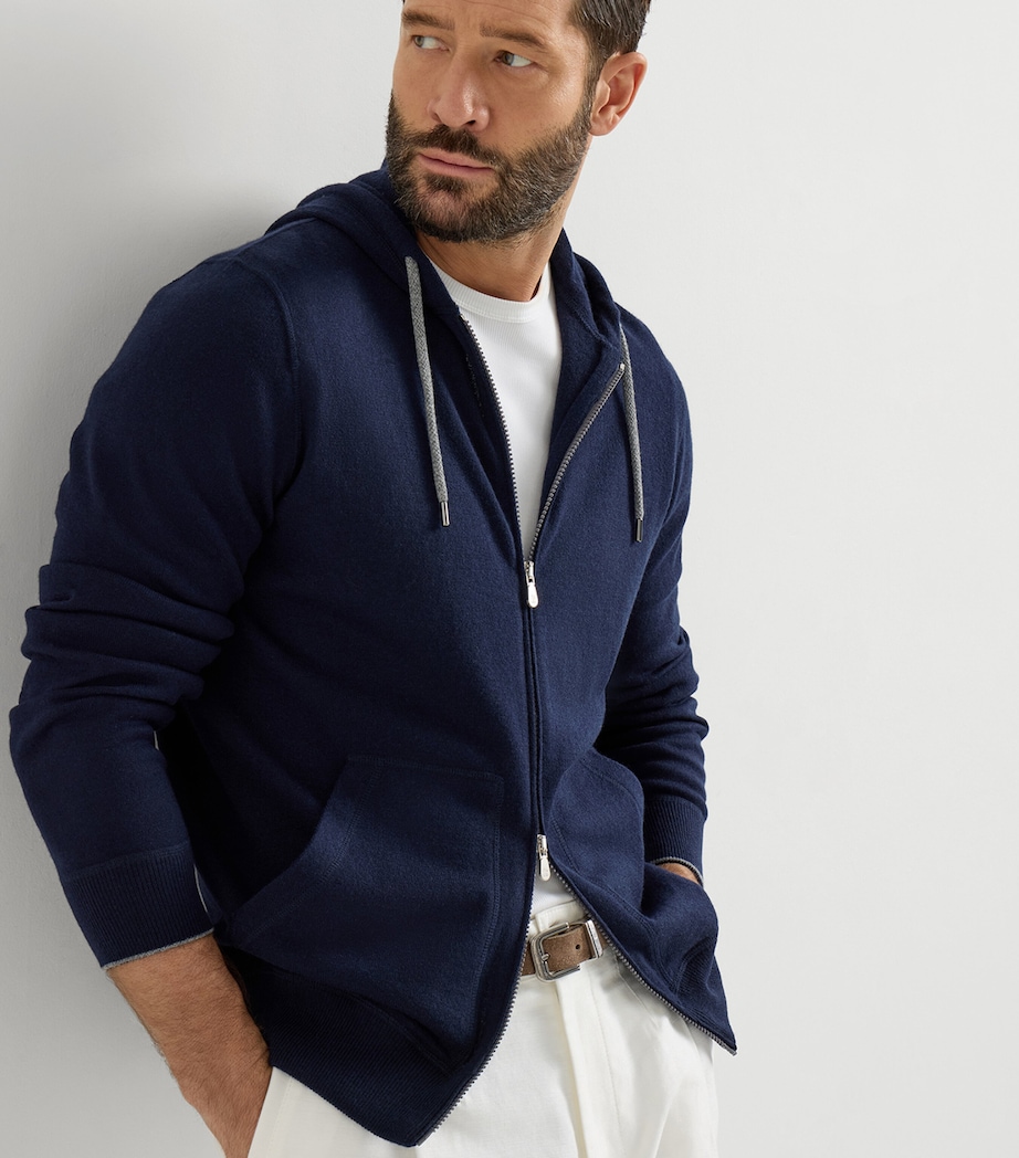 Brunello Cucinelli Mens Cashmere Zip-Up Hoodie Image 3