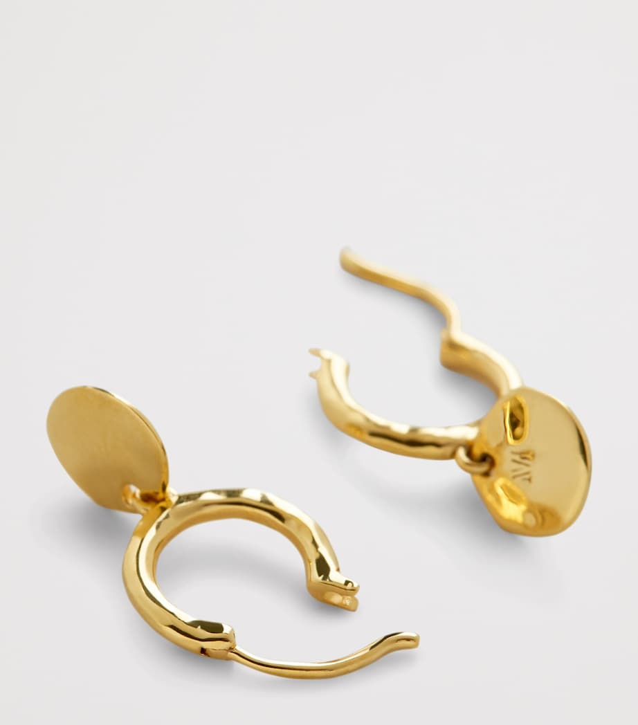 Monica Vinader Mini Gold Vermeil MV Siren Muse Disc Huggie Earrings Gold Vermeil Image 3