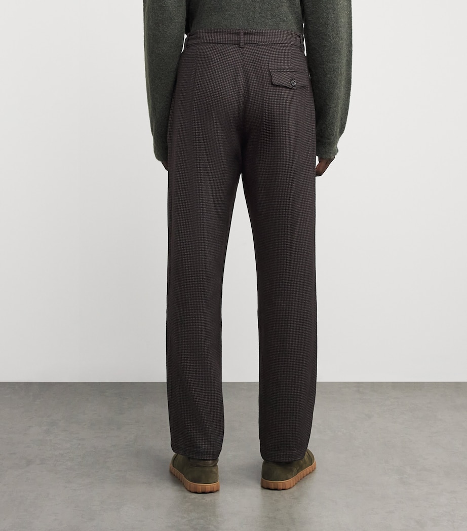 Wool-Blend Belted Puppytooth Trousers BROWN Image 4