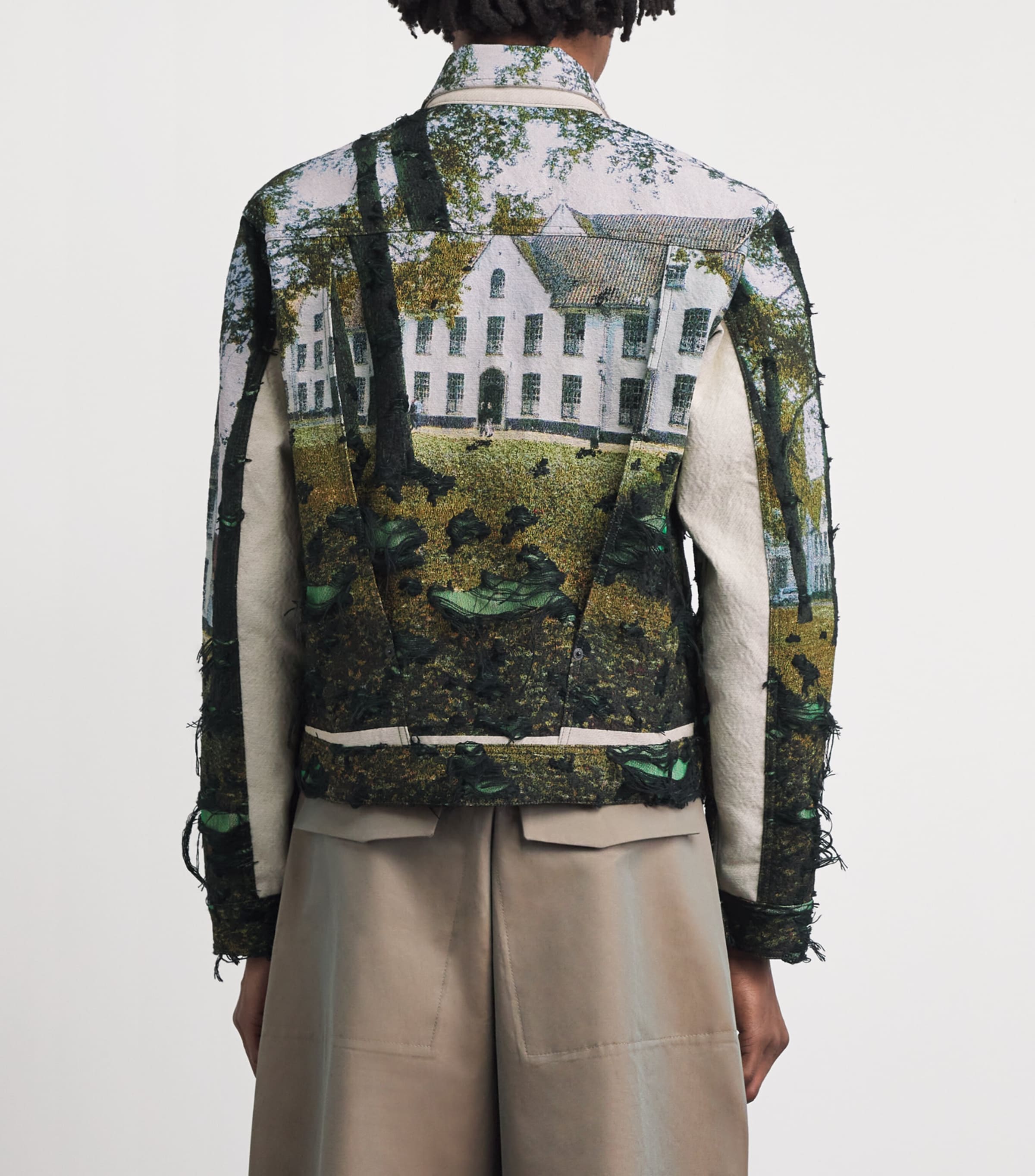 Junya Watanabe MAN Mens Distressed House Jacket Grn/bk/lgtblu Image 5