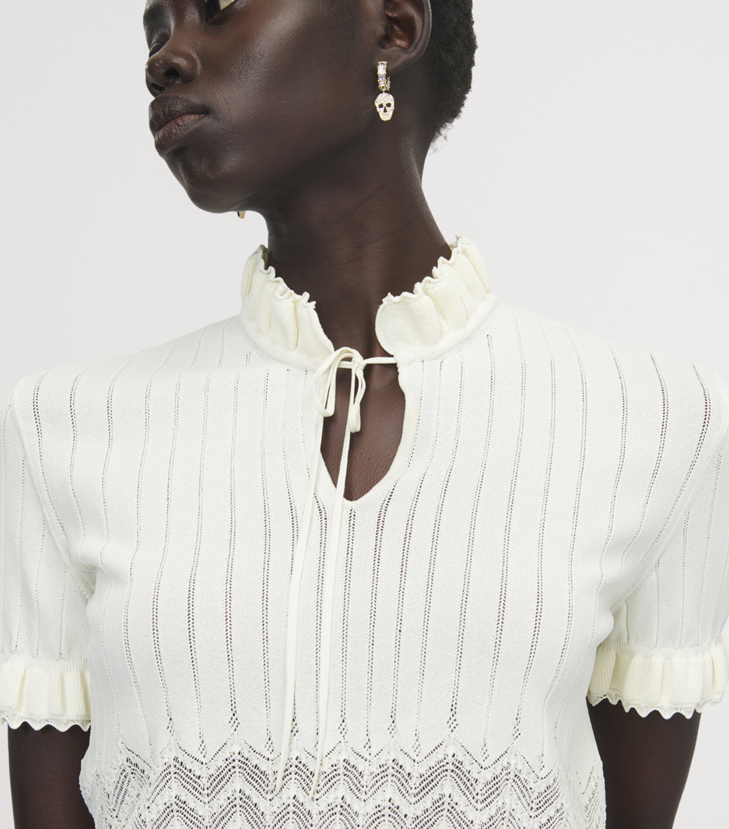 McQueen Crystal Skull Hoop Earrings Image 3