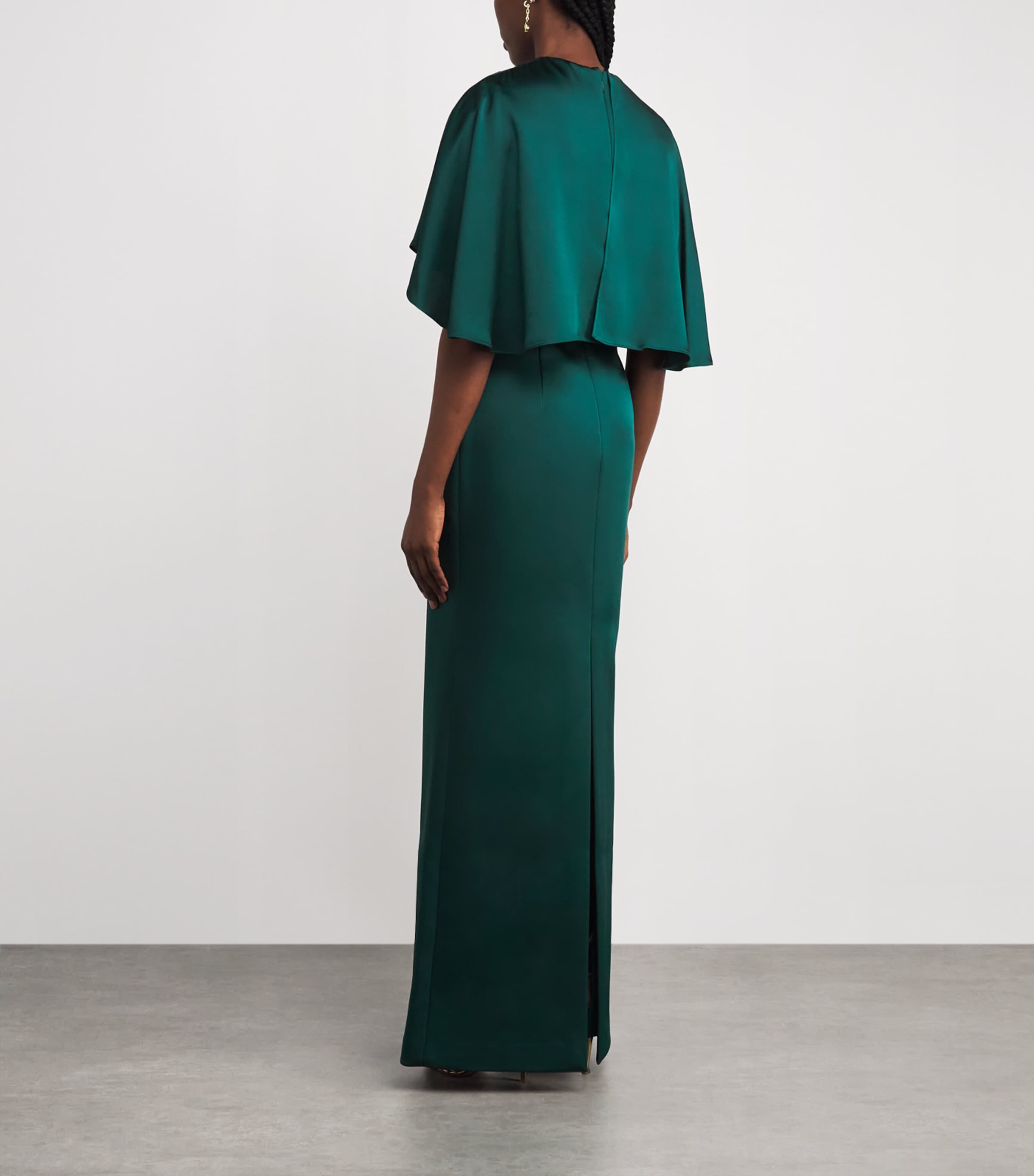 Cape-Detail Ellerie Gown FOREST GREEN Image 3