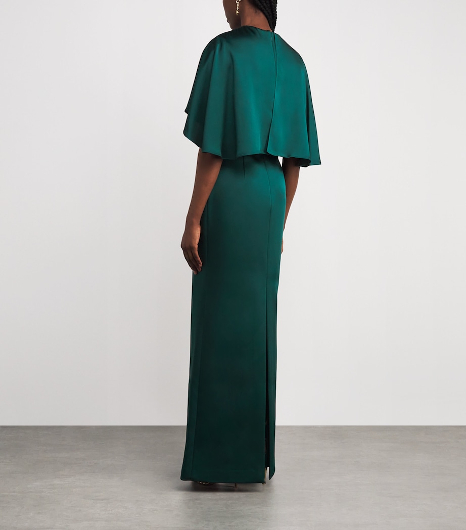 Cape-Detail Ellerie Gown FOREST GREEN Image 3