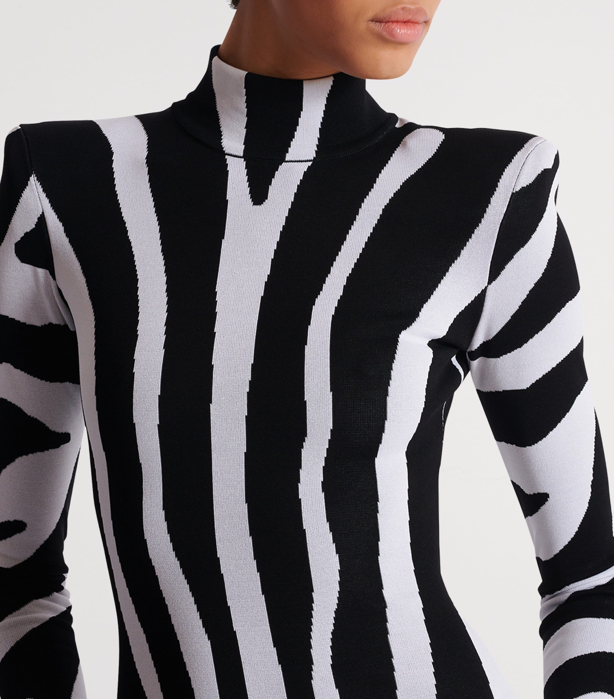 Knitted Zebra Mini Dress EAB NOIR/BLANC Image 6