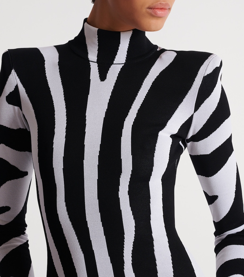 Knitted Zebra Mini Dress EAB NOIR/BLANC Image 6