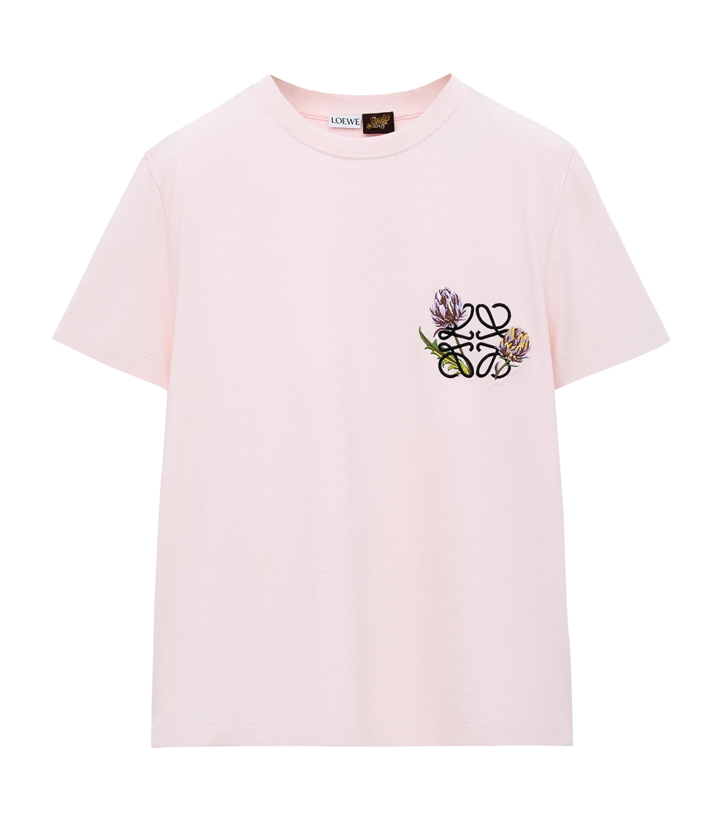 LOEWE Womens x Paula’s Ibiza Stretch-Cotton Anagram T-Shirt Light Pink Image 1