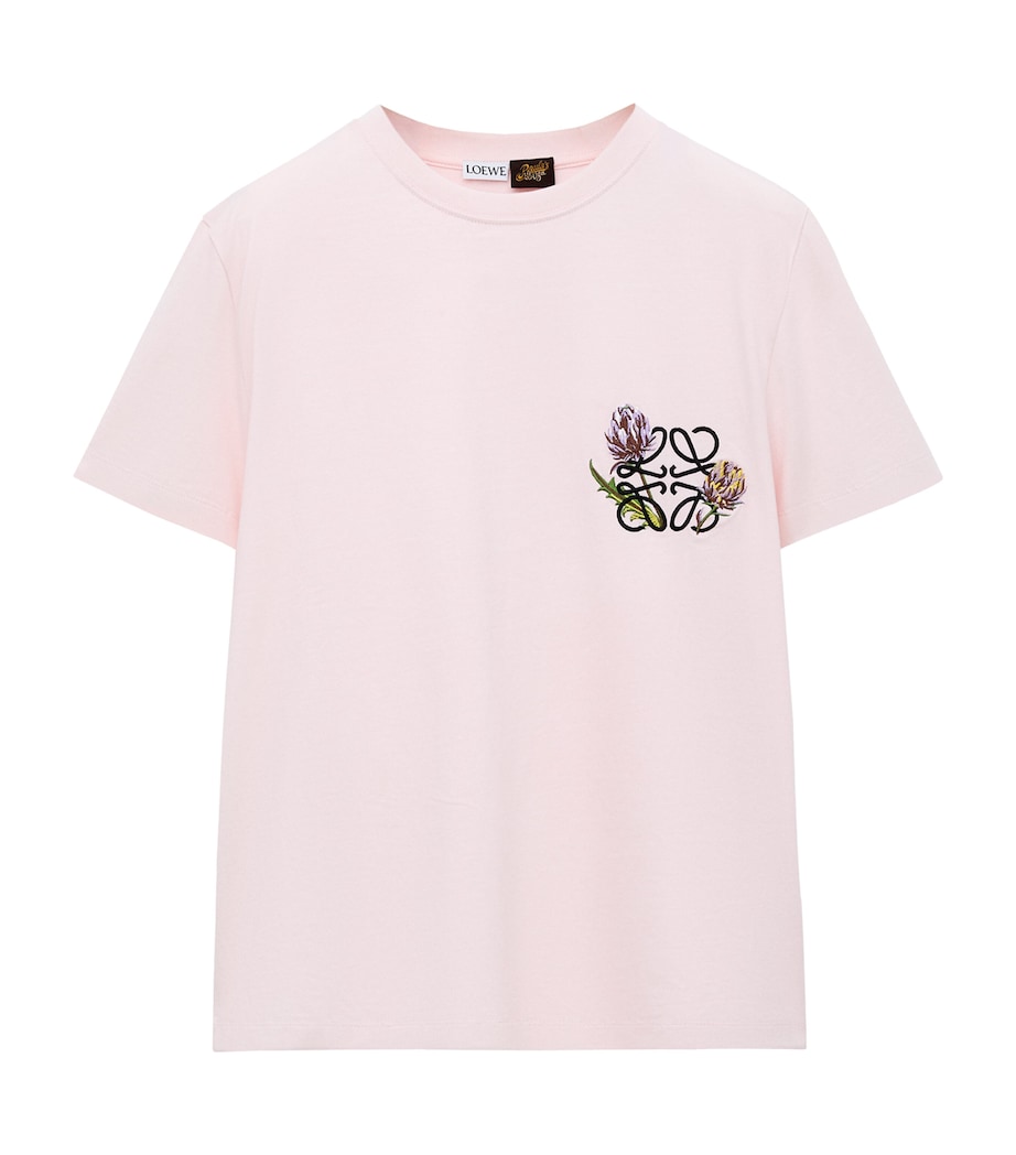 LOEWE Womens x Paula’s Ibiza Stretch-Cotton Anagram T-Shirt Light Pink Image 1