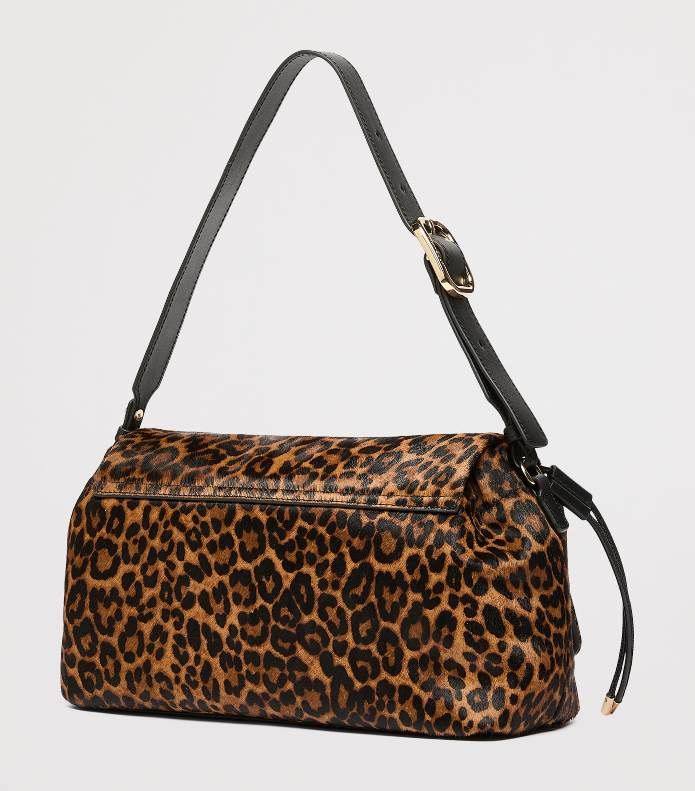 Marella Leather Leopard Print Shoulder Bag Tobacco Image 3