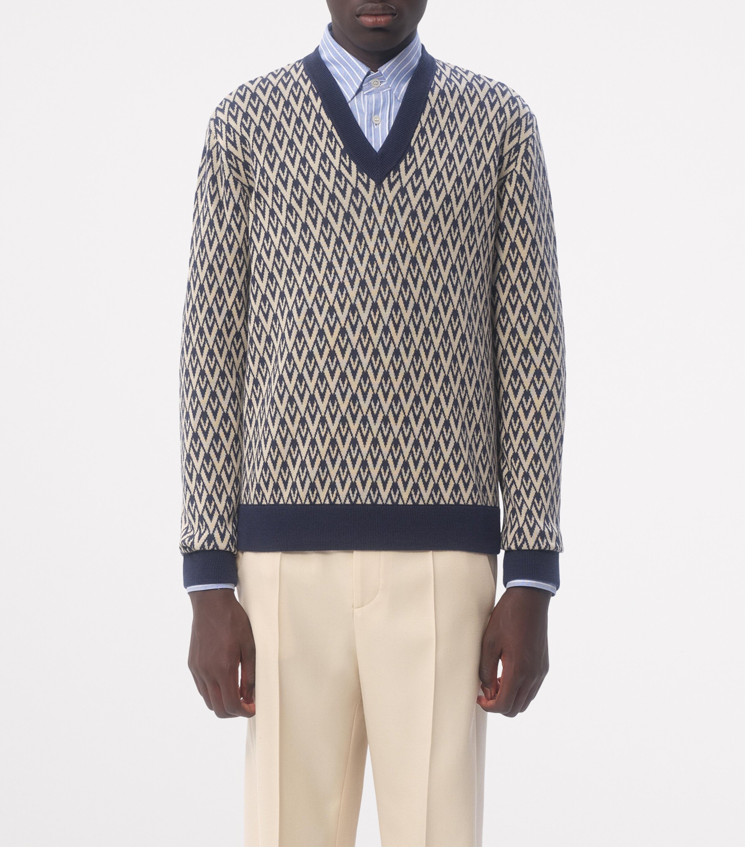 Valentino Garavani Men Cream Wool Sweater