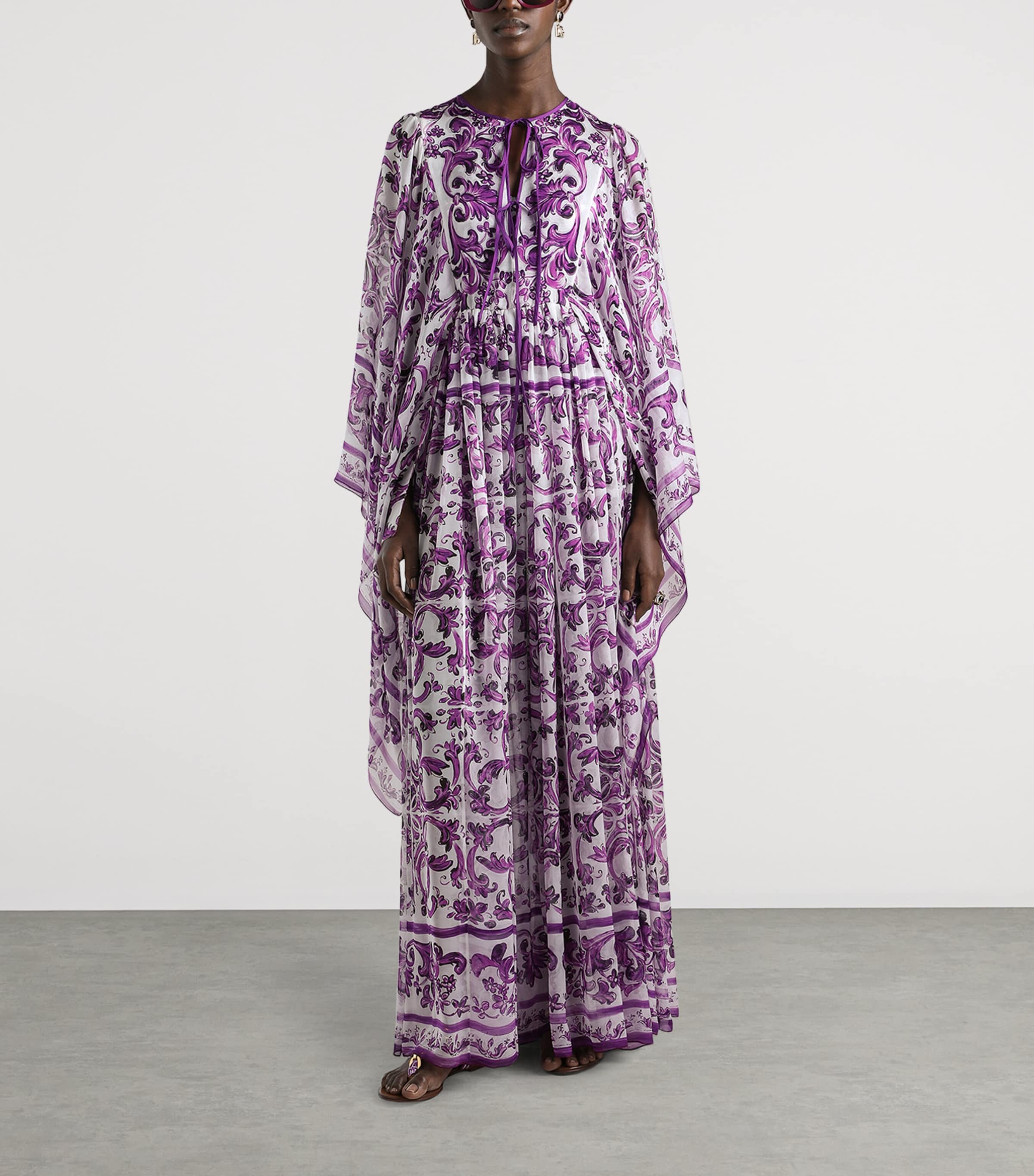 Silk Majolica Print Kaftan Dress HD5DQ-MAIOLICA Image 2