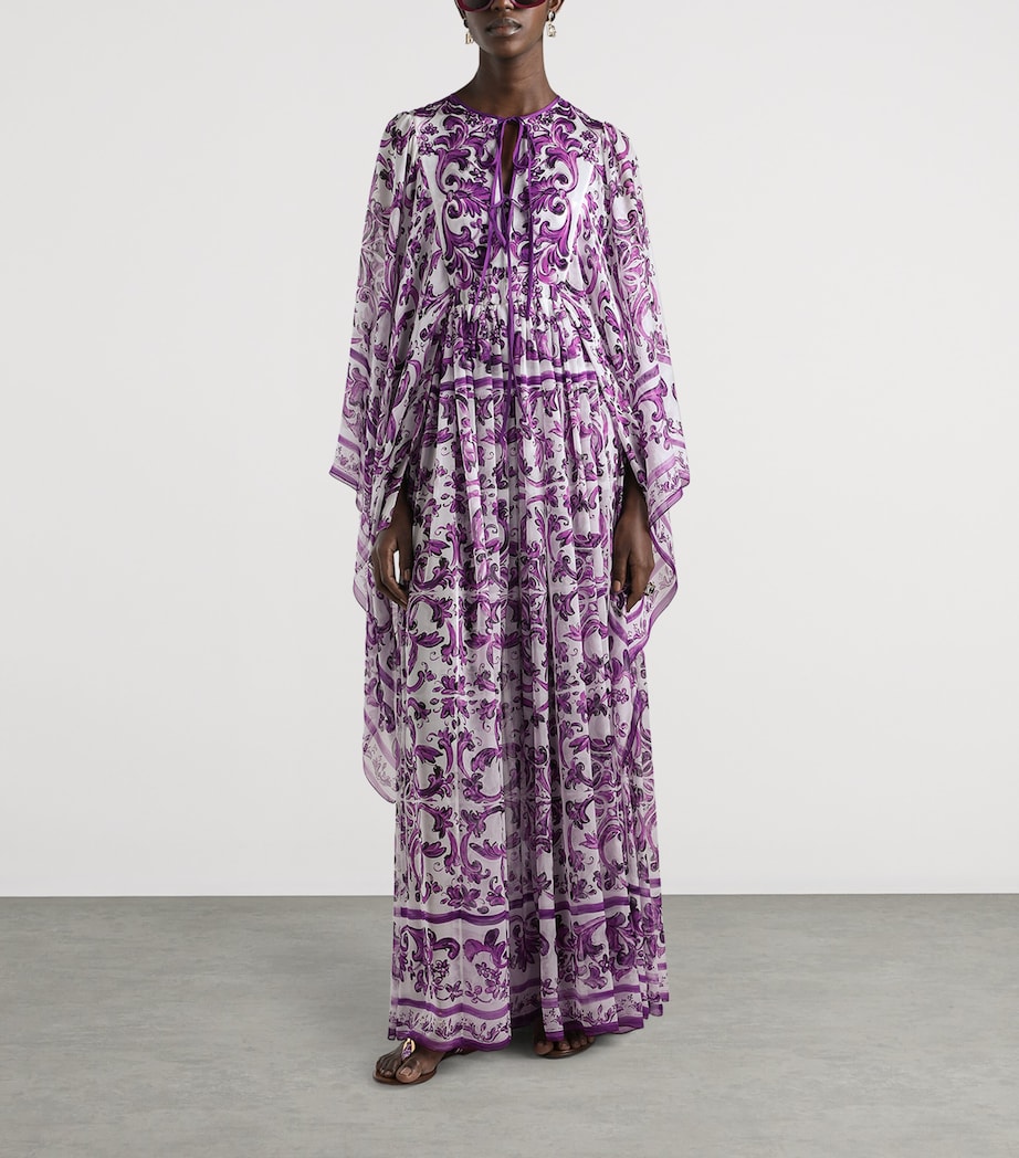 Silk Majolica Print Kaftan Dress HD5DQ-MAIOLICA Image 2