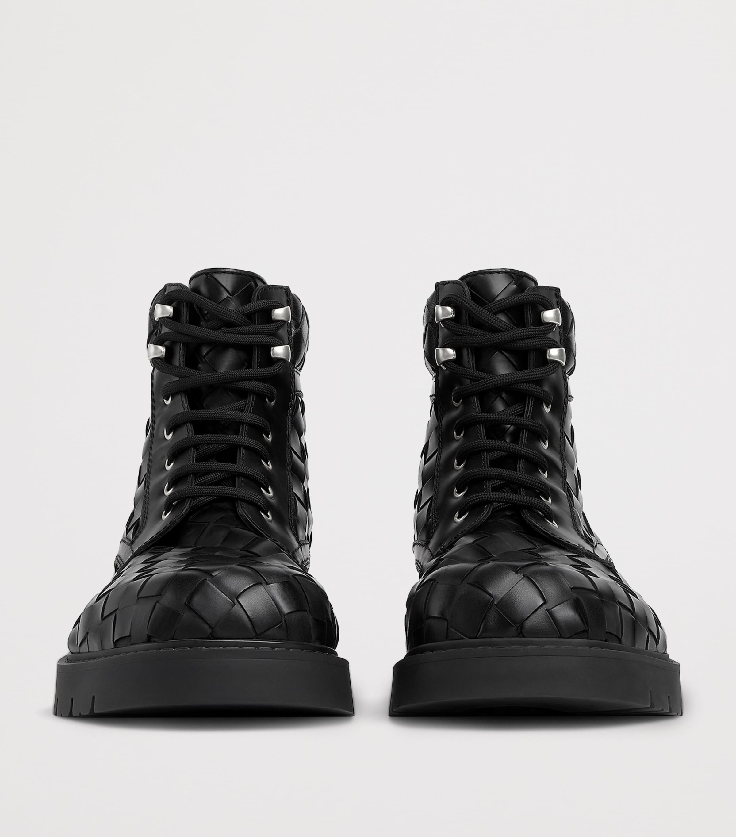 Bottega Veneta Leather All-Over Intrecciato Ankle Boots Image 3