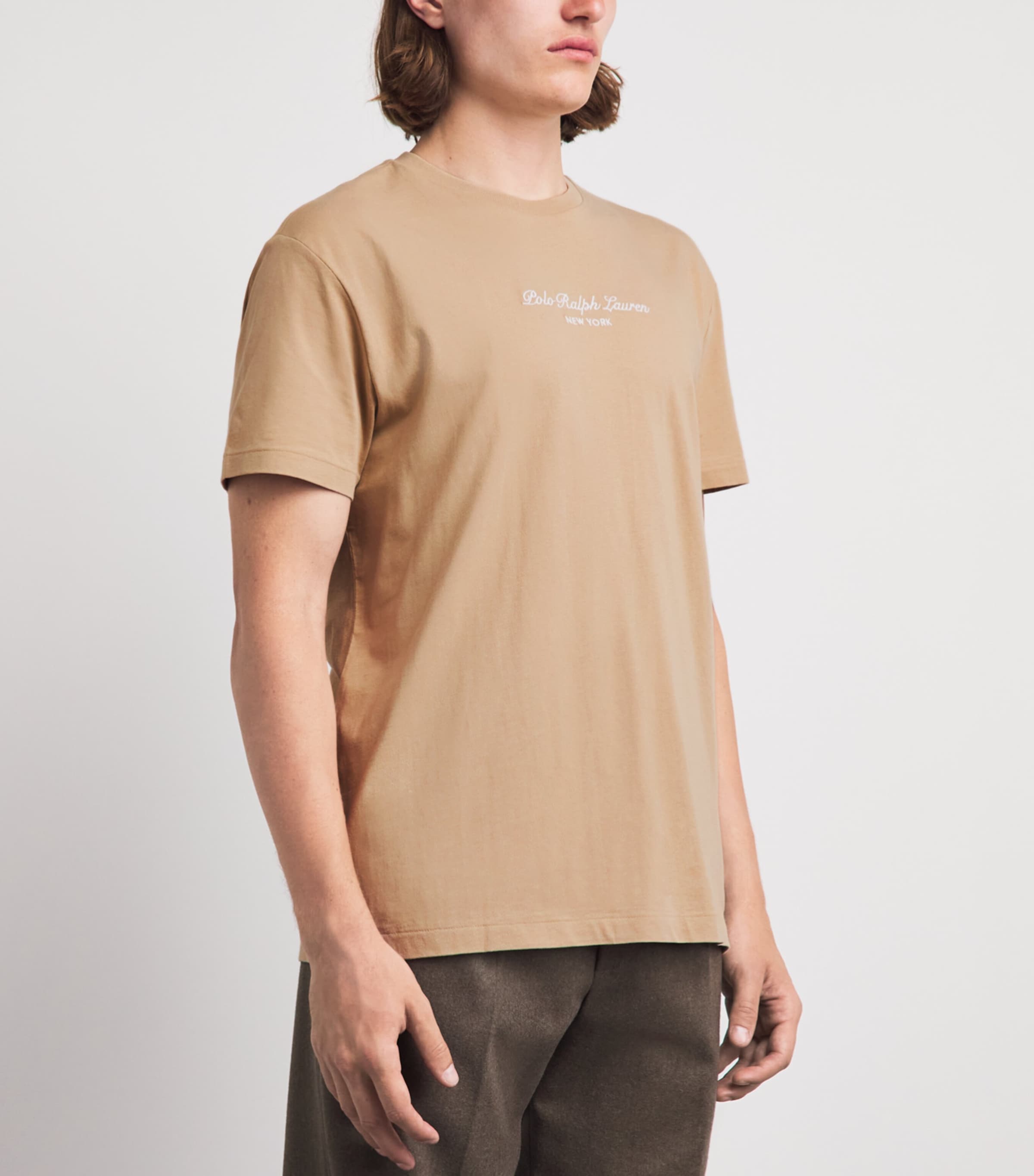 Polo Ralph Lauren Mens Cotton Embroidered Logo T-Shirt Vintage Khaki Image 4