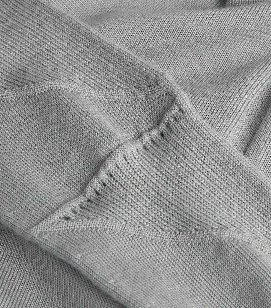 Virgin Wool Knitted Hoodie 06 WASHED INDIGO Image 5