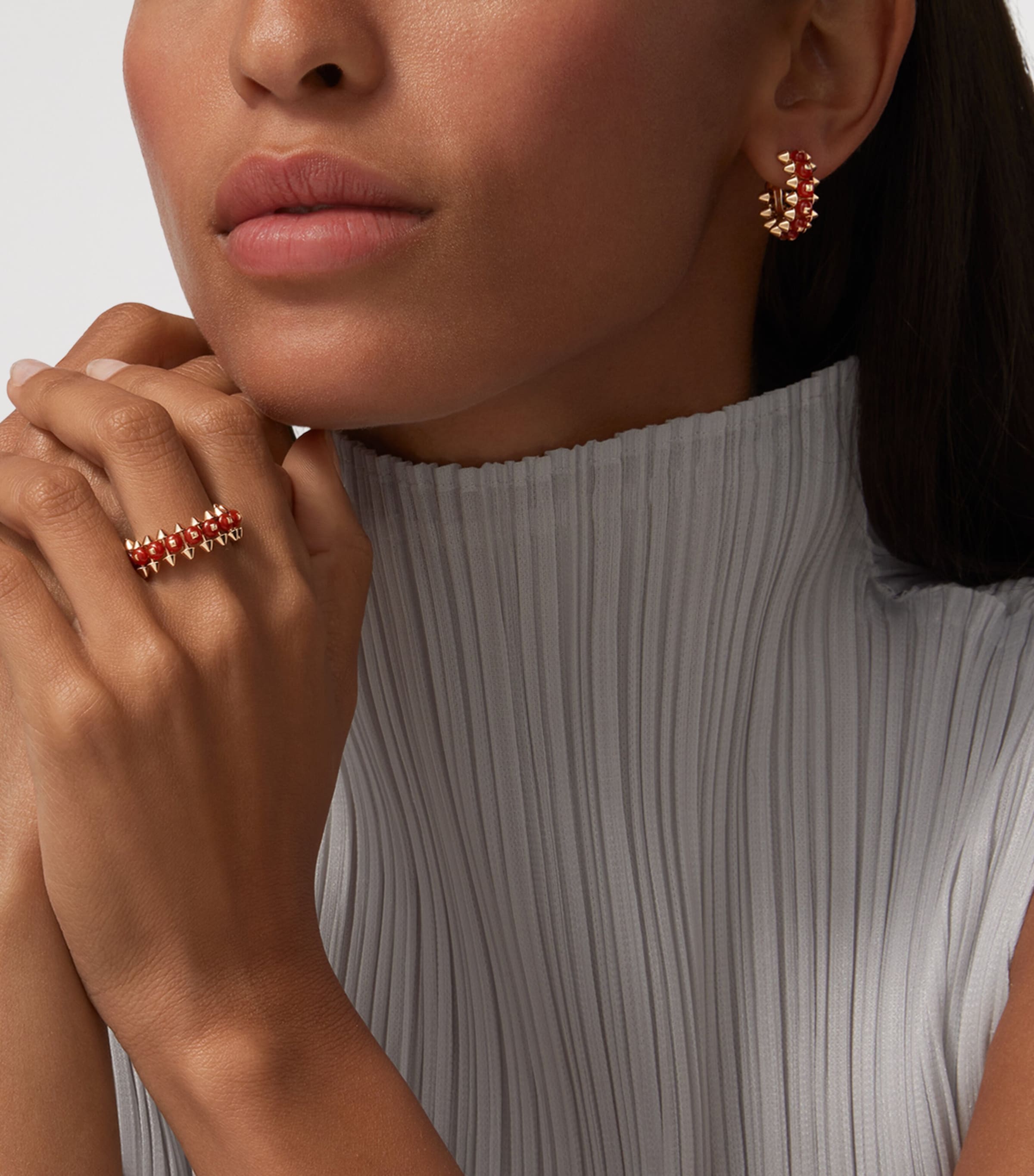 Cartier Rose Gold and Agate Clash de Cartier Hoop Earrings Rose Gold Image 2