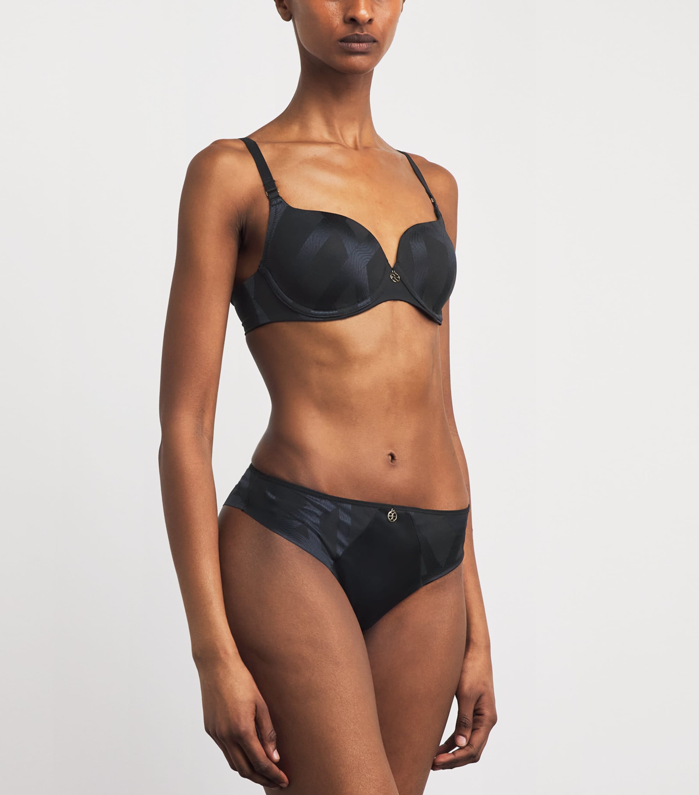 Chantelle Womens Glaze Tanga Briefs Black Image 2