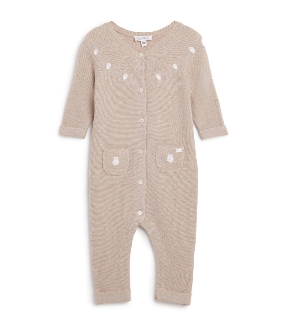 Cotton-Wool-Cashmere Embroidered All-In-One (Newborn-24 Months) 15MOKA MOULIN GRIS Image 1