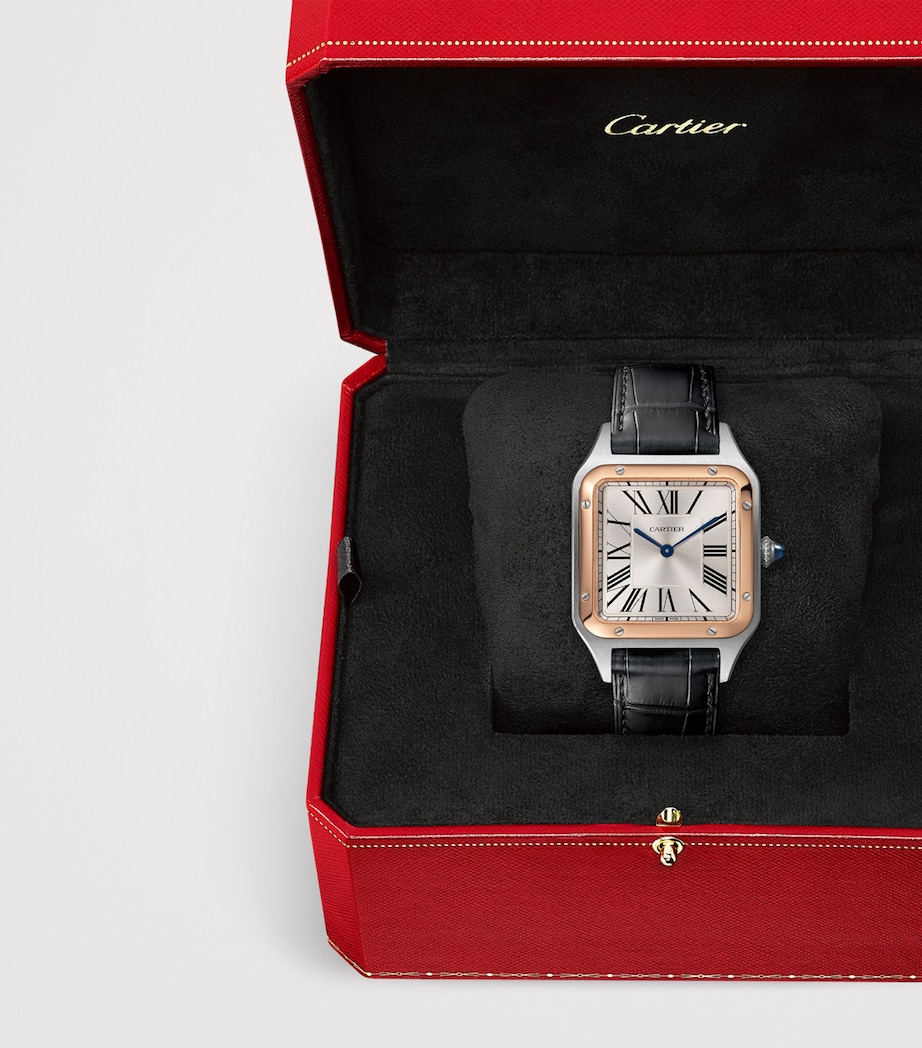 Large Rose Gold and Sapphire Santos-Dumont Watch 31.4mm ROSE GOLD Image 7